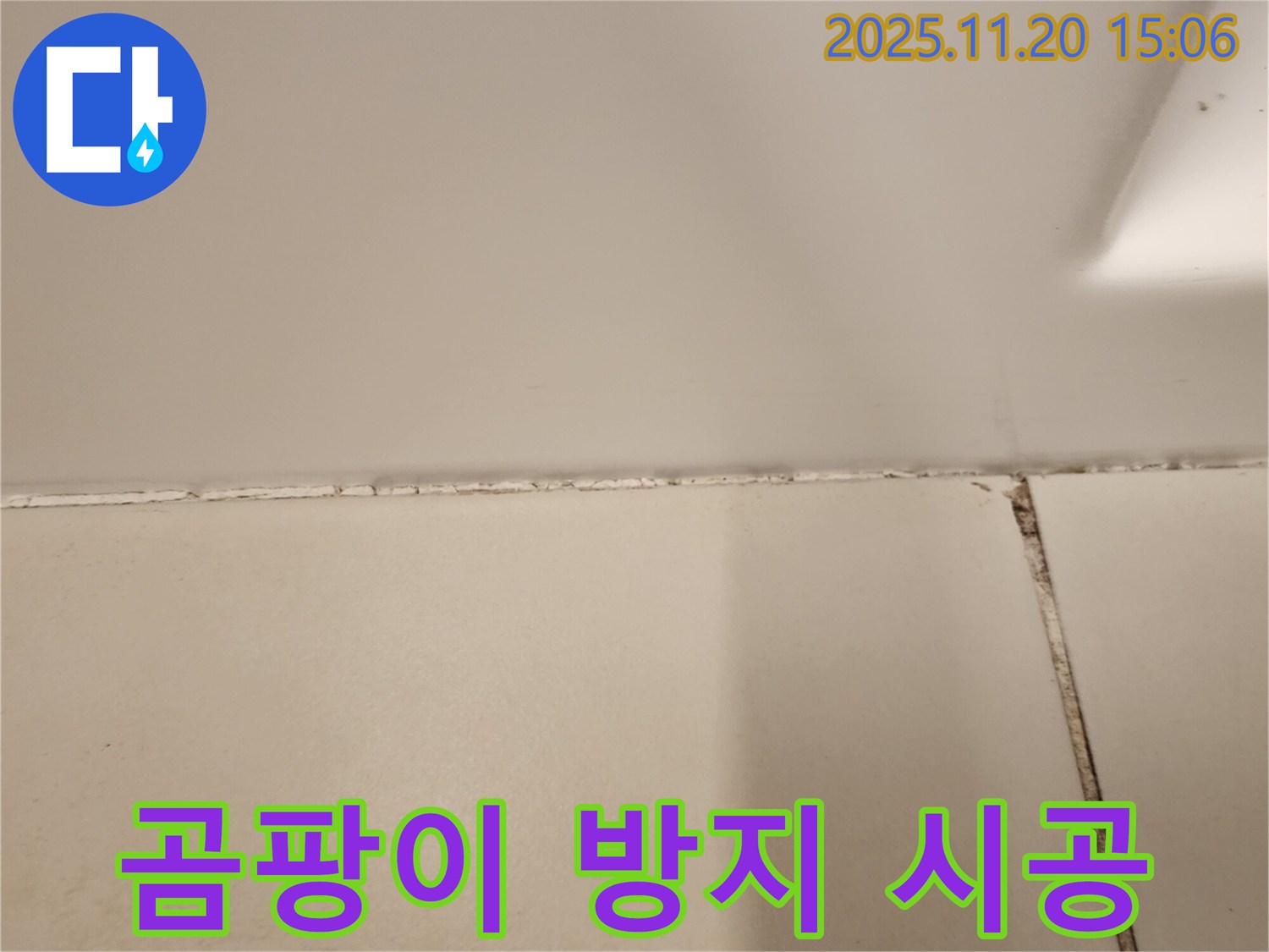 타일 틈새 곰팡이 제거 후 곰팡이 방지 실리콘 시공 - 곰팡이 걱정 이제 그만!