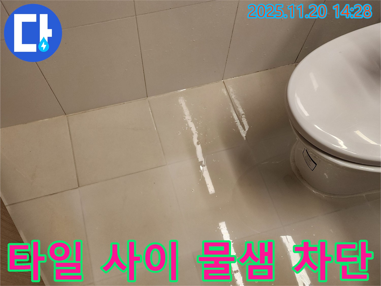 포천 가산면 마산리 변기 밑 타일 사이 물샘 - 꼼꼼한 시공으로 완벽하게 차단했습니다.