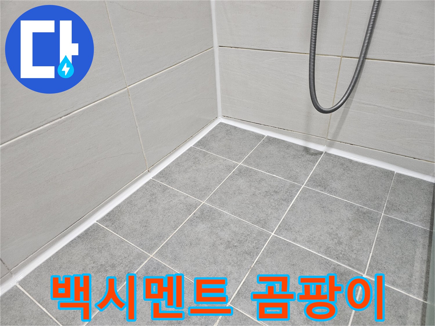 마포구 도화동 현대아파트 욕실 - 타일 틈새 백시멘트 곰팡이 제거 작업을 진행하고 있습니다.