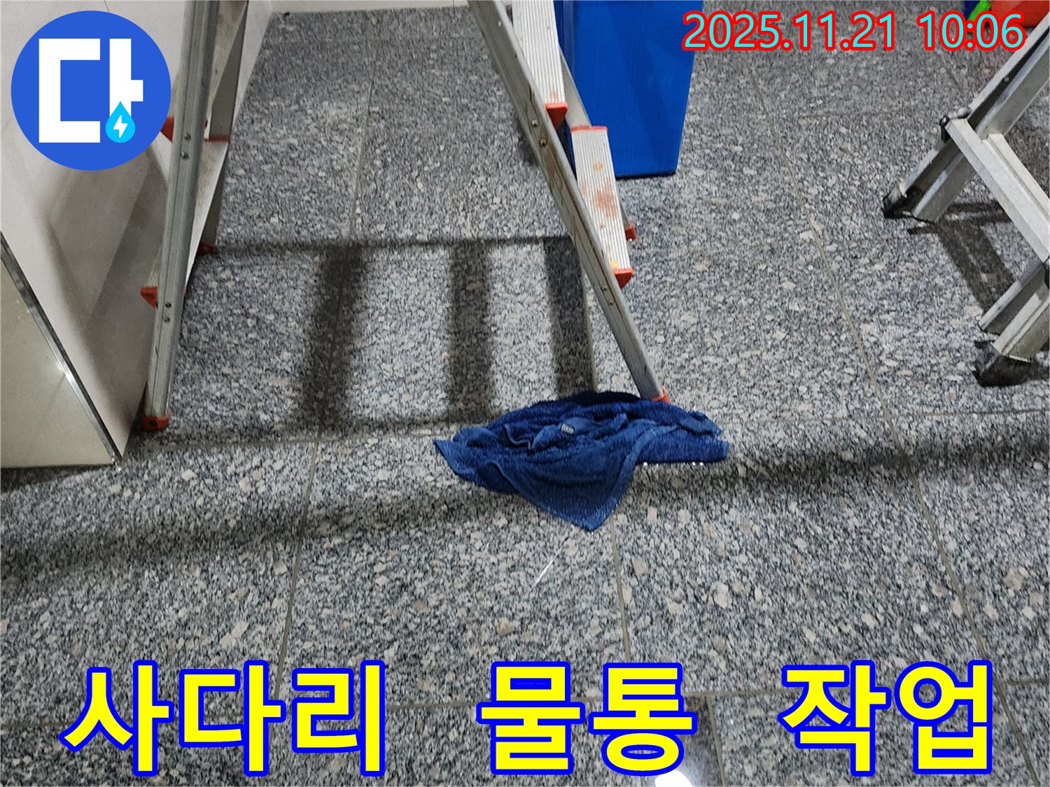 누수 탐지를 위한 사다리와 물통 - 꼼꼼한 점검과 정확한 진단을 위한 준비입니다.