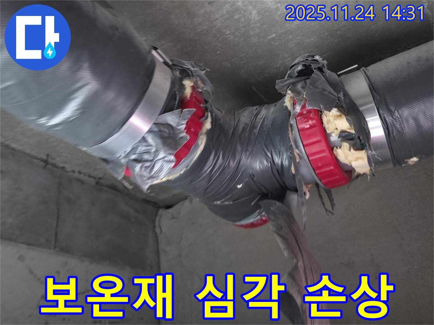중랑구 묵동 신안3차 아파트 누수 현장 - 심각하게 손상된 배관 보온재 긴급 점검