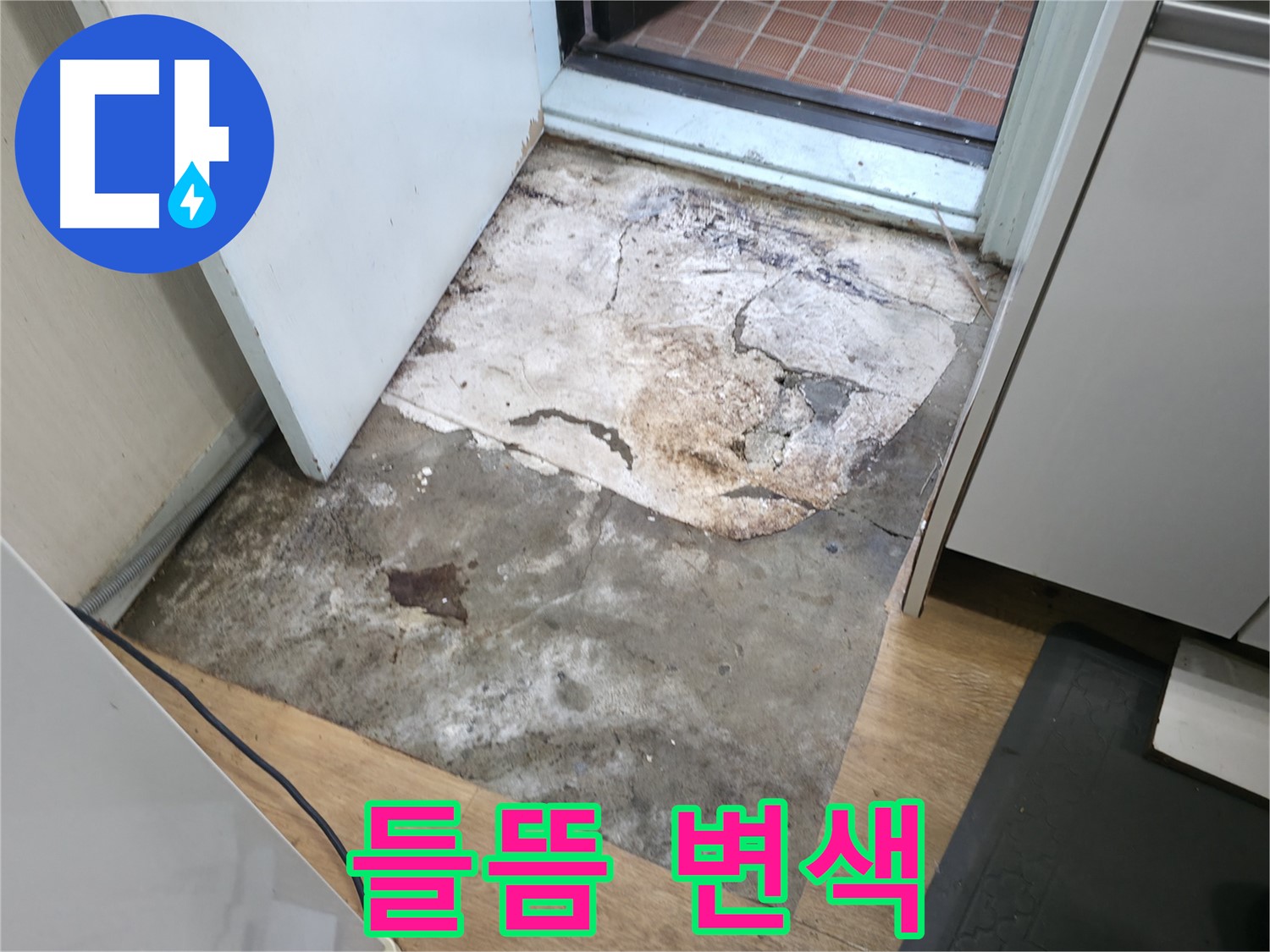 방배2동 00빌라 누수 - 들뜨고 심하게 변색된 현관 바닥 - 서초구 누수 책임 시공으로 확실하게 해결