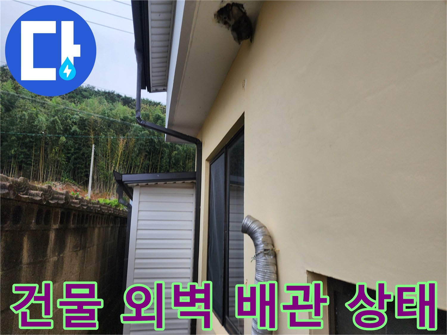 포천 일동면 건물-외벽에 설치된 배수관과 벽면 모습