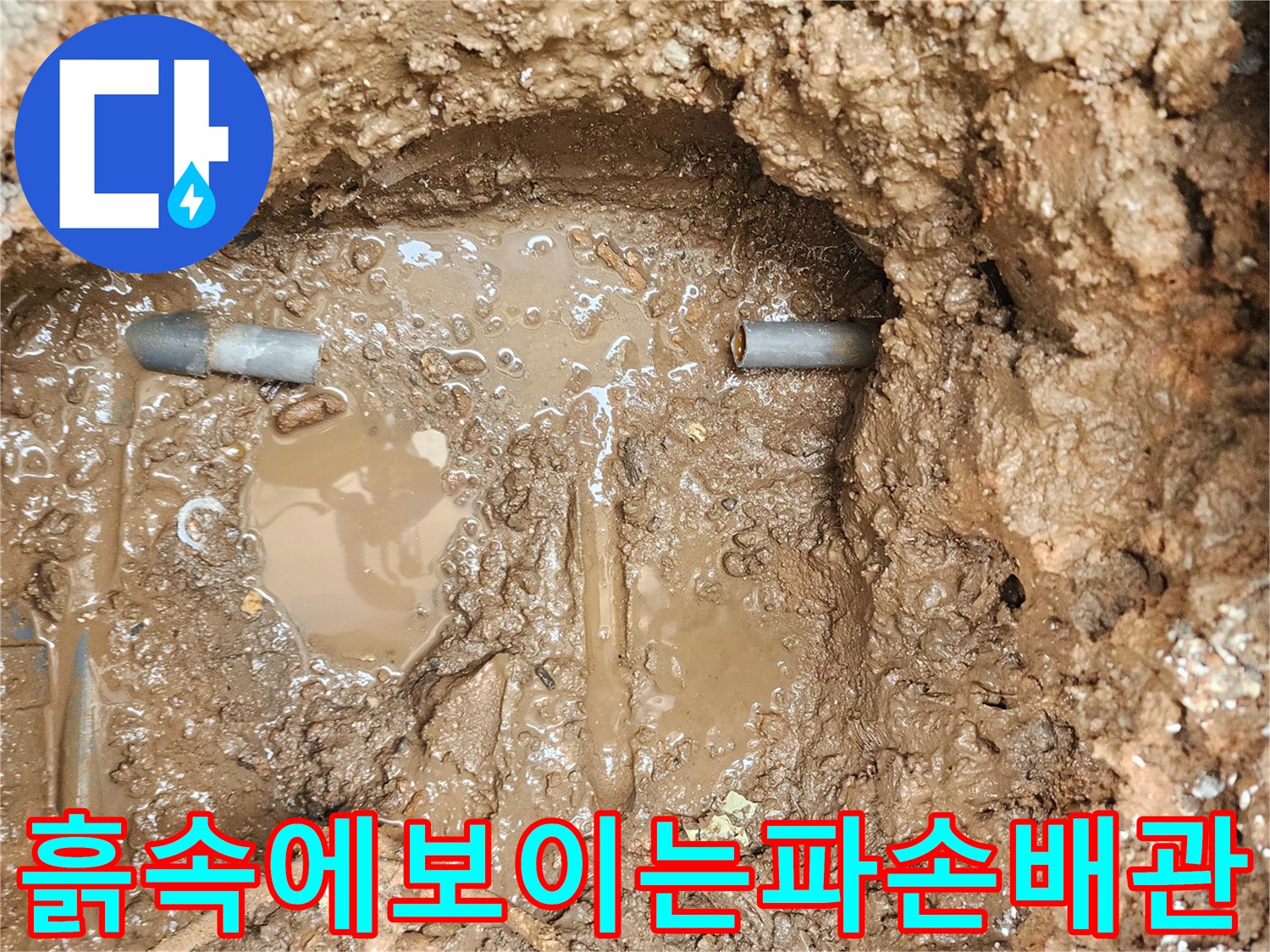 포천 일동면 현장의-파손된 배관과 젖은 토양 상태