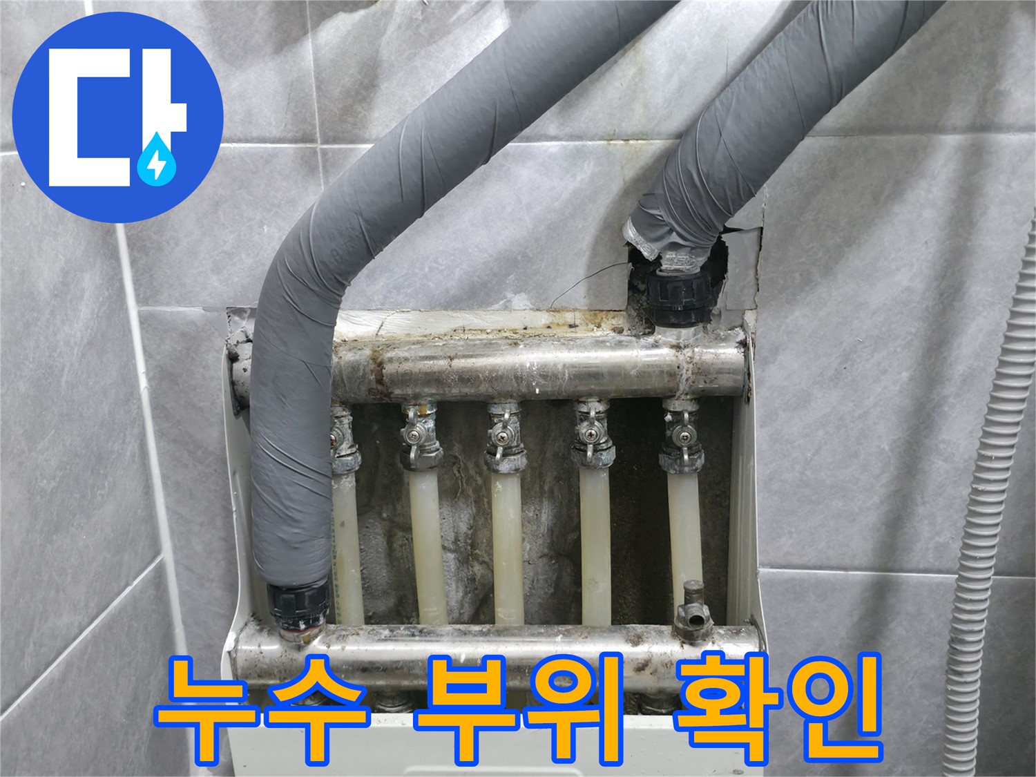 의왕시 백운그린힐 아파트 누수 현장에서 정확한 누수 부위를 확인하고 있습니다 - 숙련된 기술로 문제 지점을 찾아냅니다.