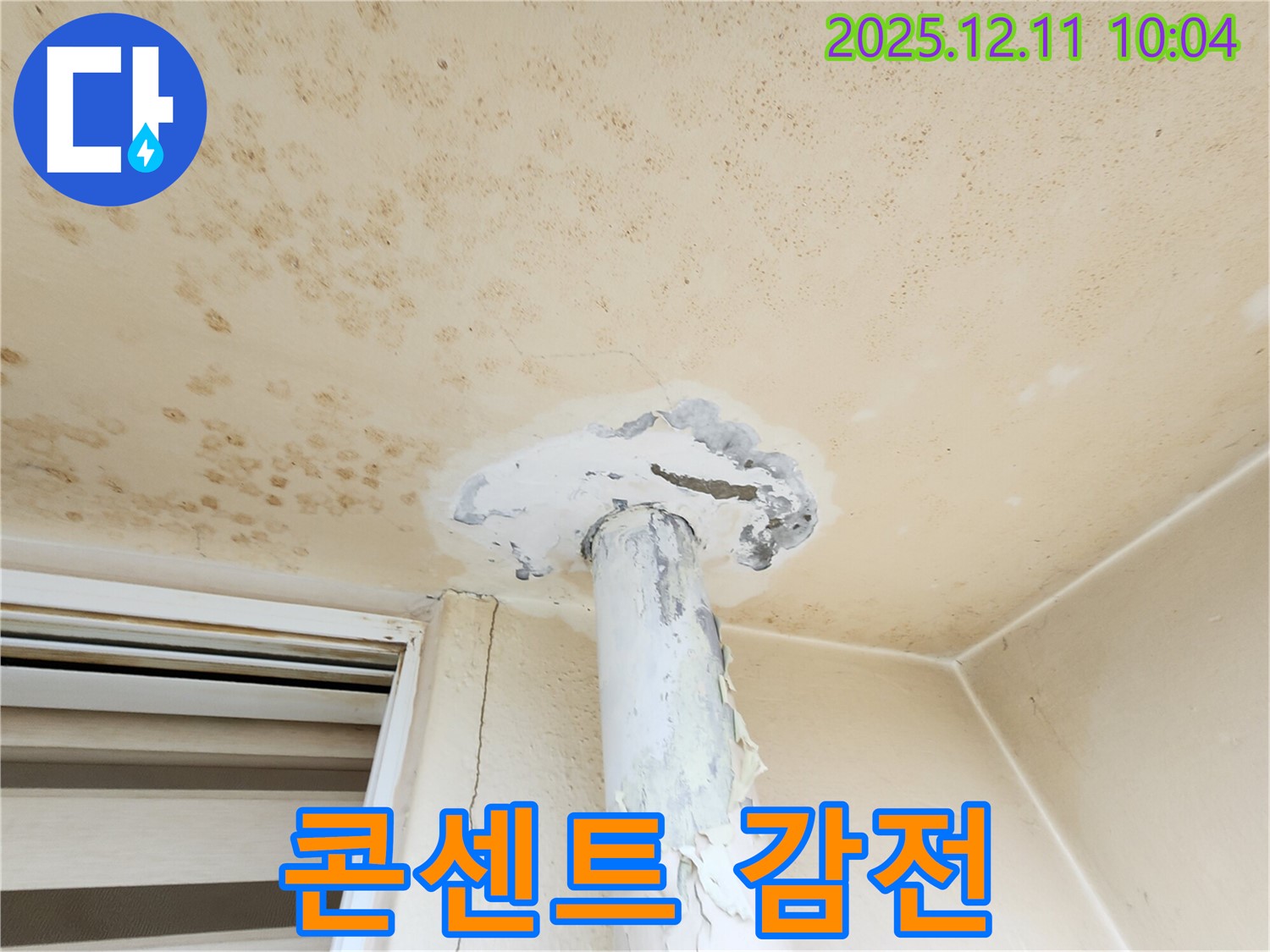 곰팡이 천장 - 전기 콘센트 주변! 감전 위험!