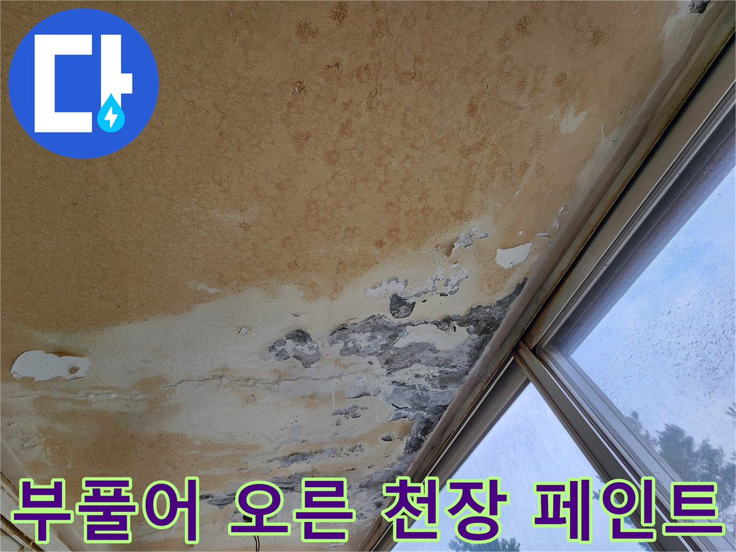 천장 마감재의 부식과 페인트 들뜸 현상 상세 사진