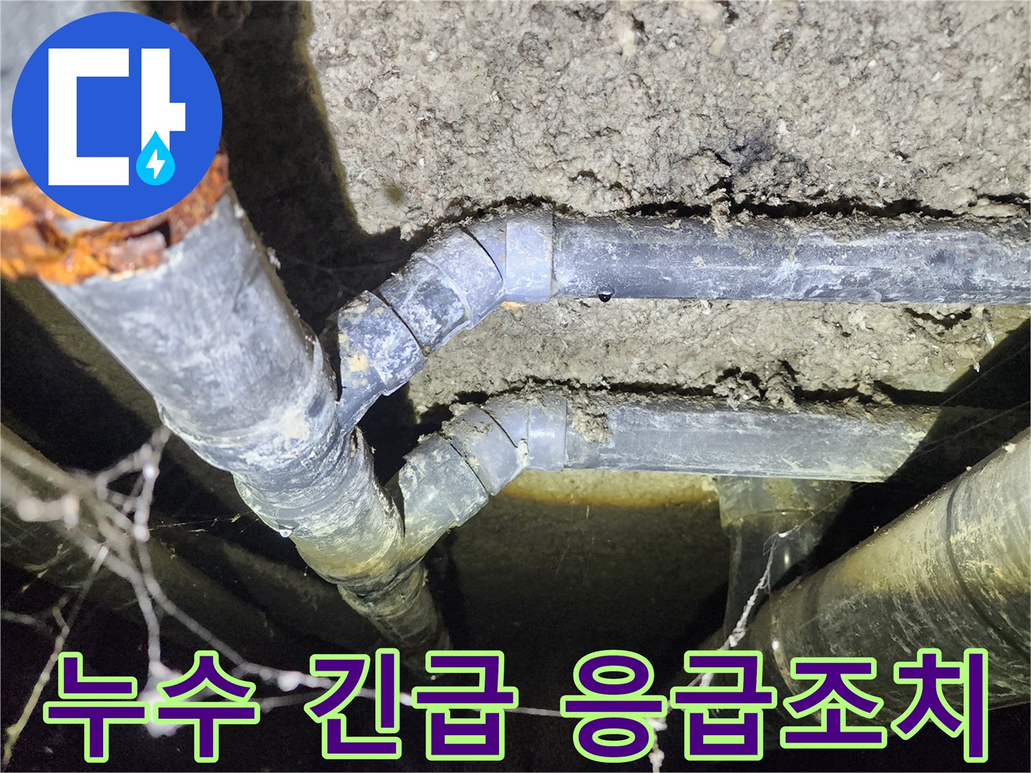 보문동 아남아파트 지하실 천장 배관 누수 발생-긴급 진단 후 응급조치 진행