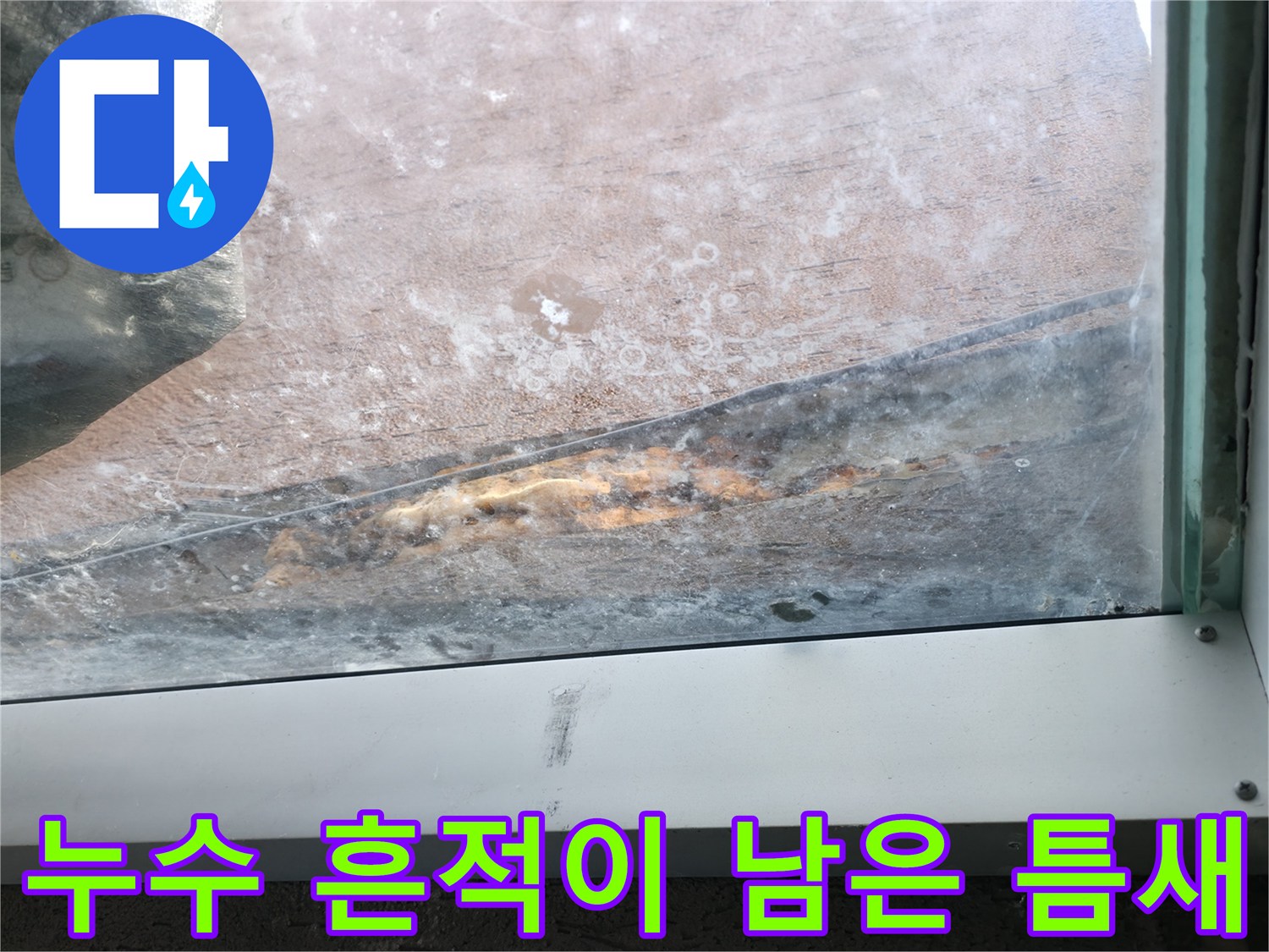 습기에-오염된 배수구 주변 타일 사이의 모습입니다.