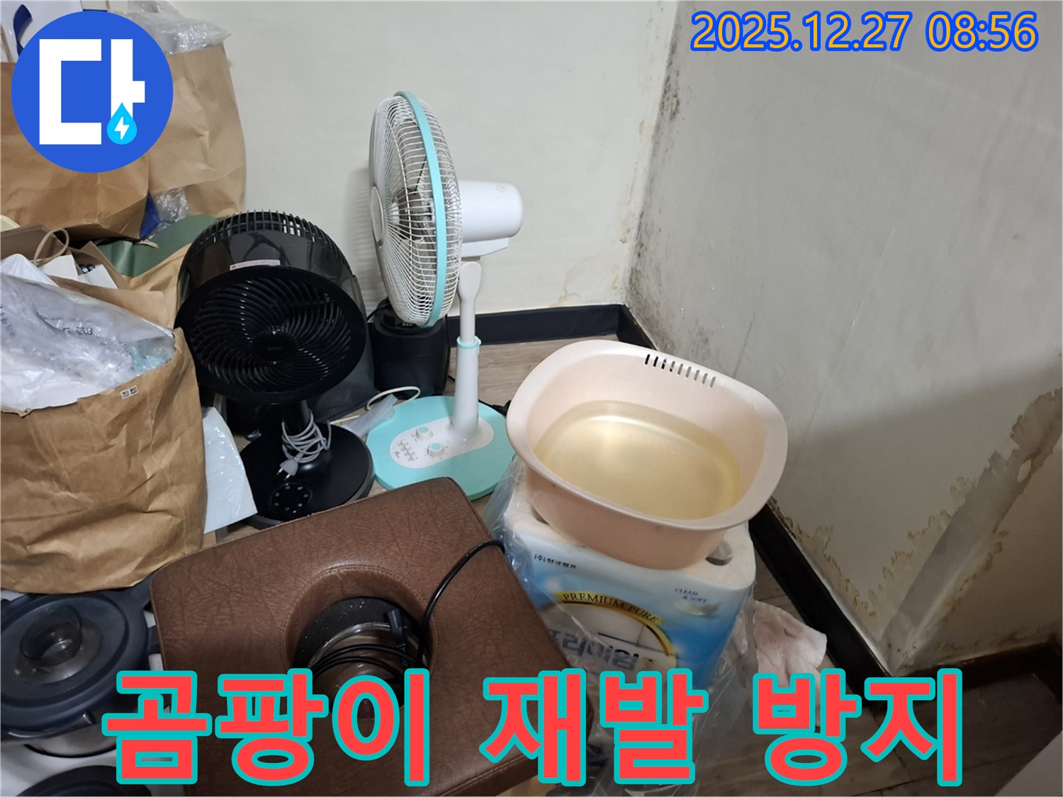 송파구 삼전동 누수 현장 - 곰팡이 재발 방지를 위한 시공 모습입니다.