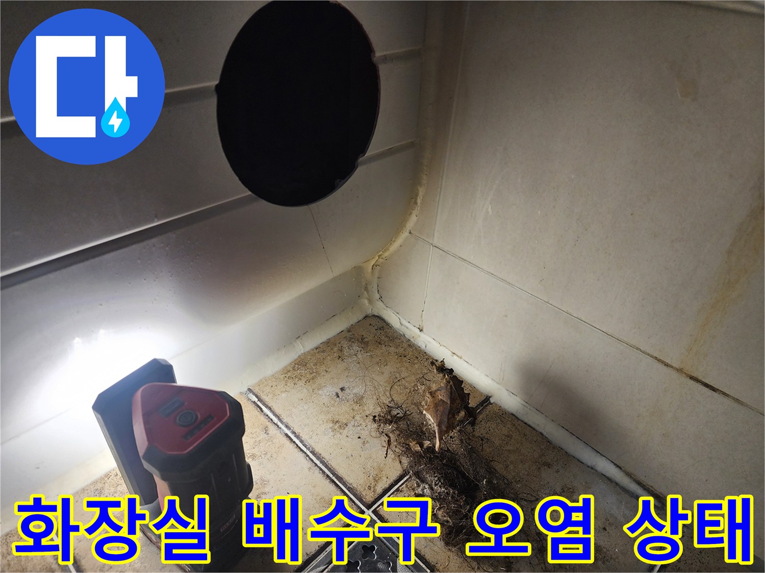 일산동구-화장실-배수구-주변의-이물질과-오염된-상태