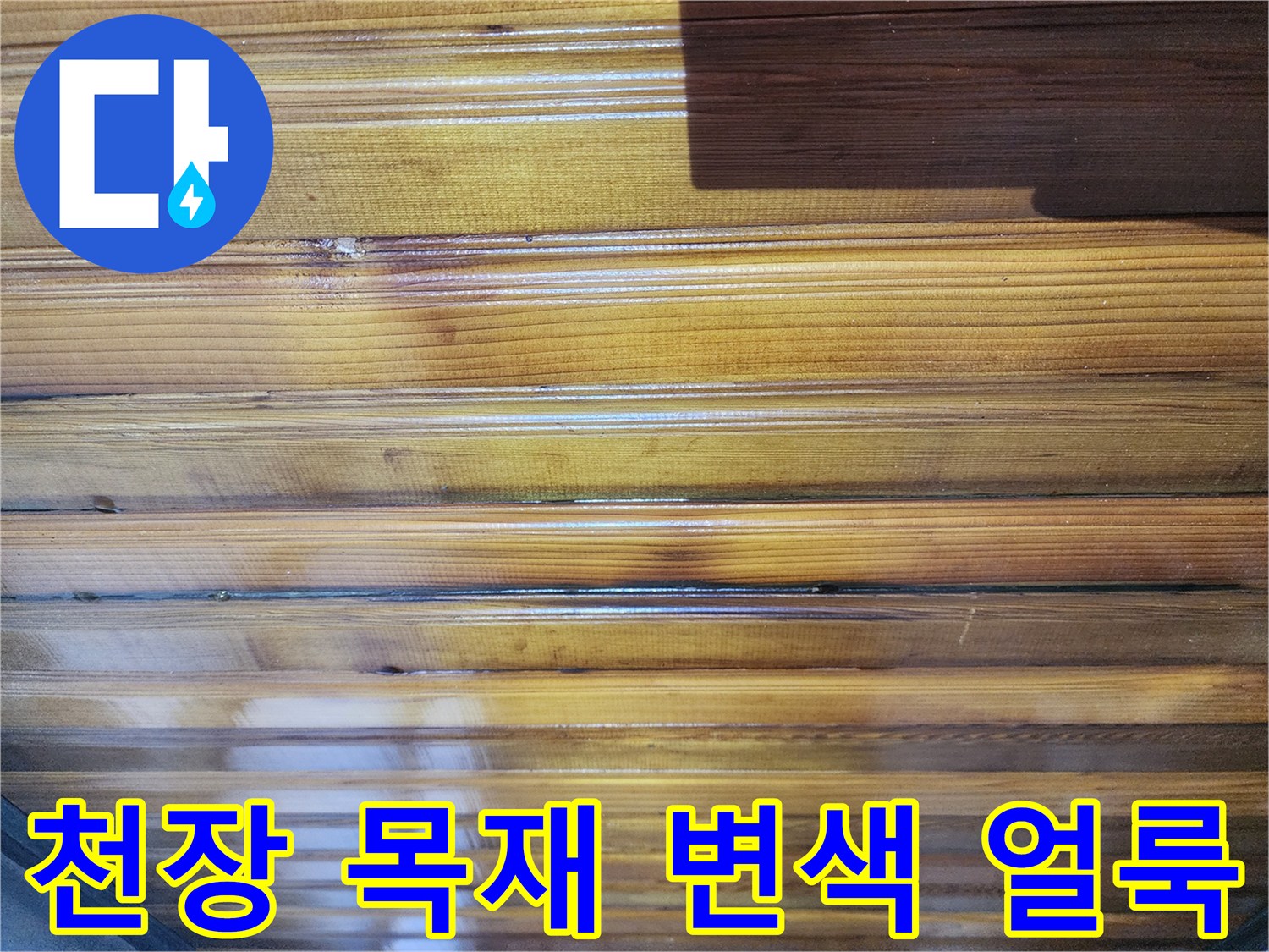 습기에 노출된-나무 마감재의 어두운 얼룩 부위