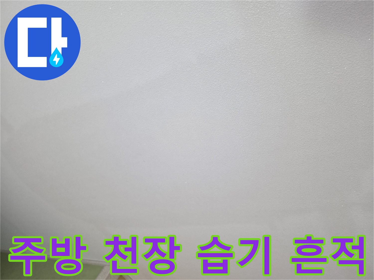 안산 상록구 현장-주방 천장 도배지 주변의 습기로 인한 얼룩 상태