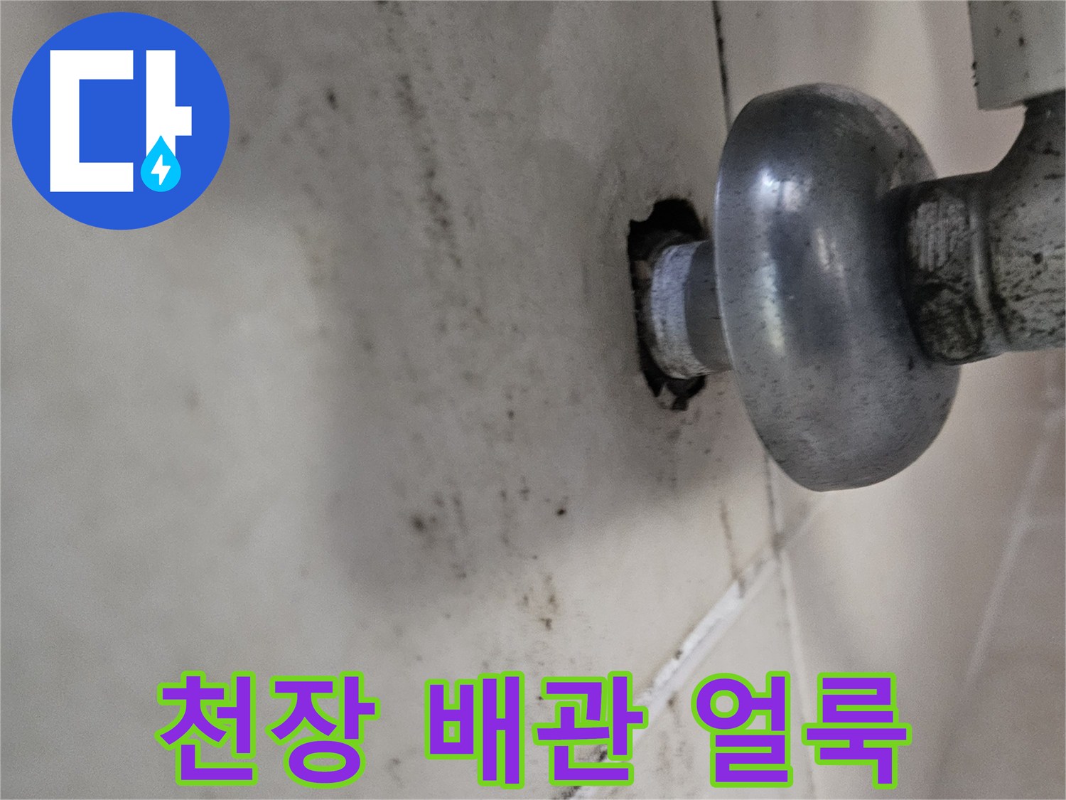 화성 병점 현장-천장 배관 주변의 젖은 흔적과 얼룩