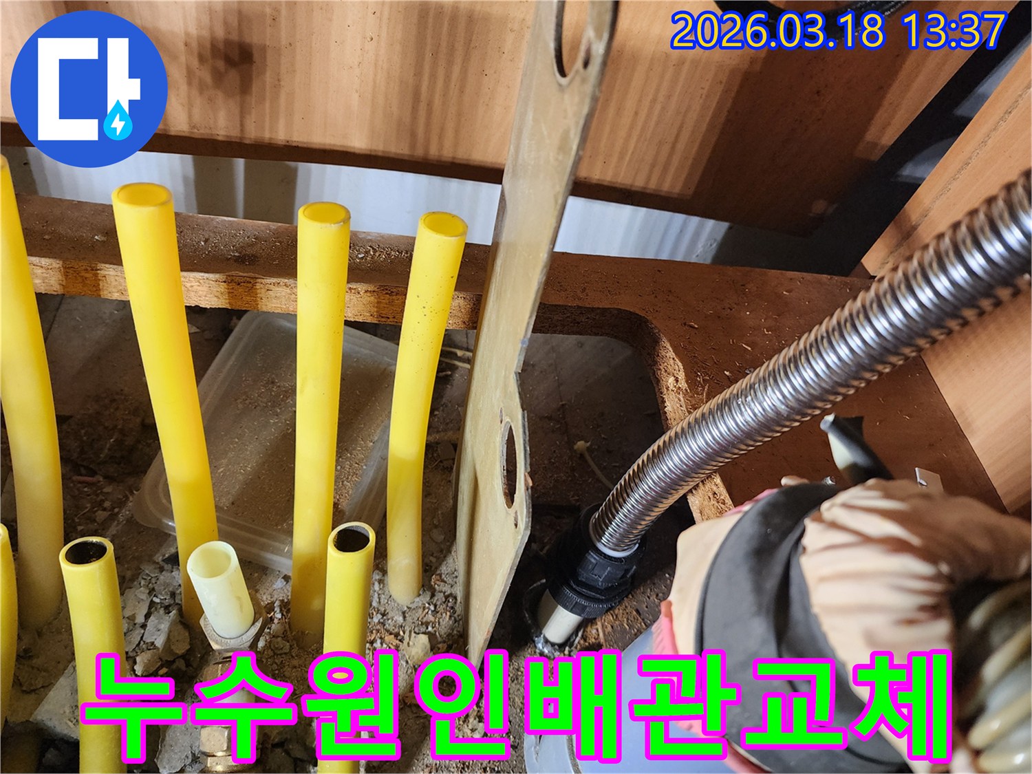 파주-누수-현장에서-정밀-탐지로-밝혀진-누수-원인-배관을-새것으로-교체하는-전문-엔지니어의-작업-사진