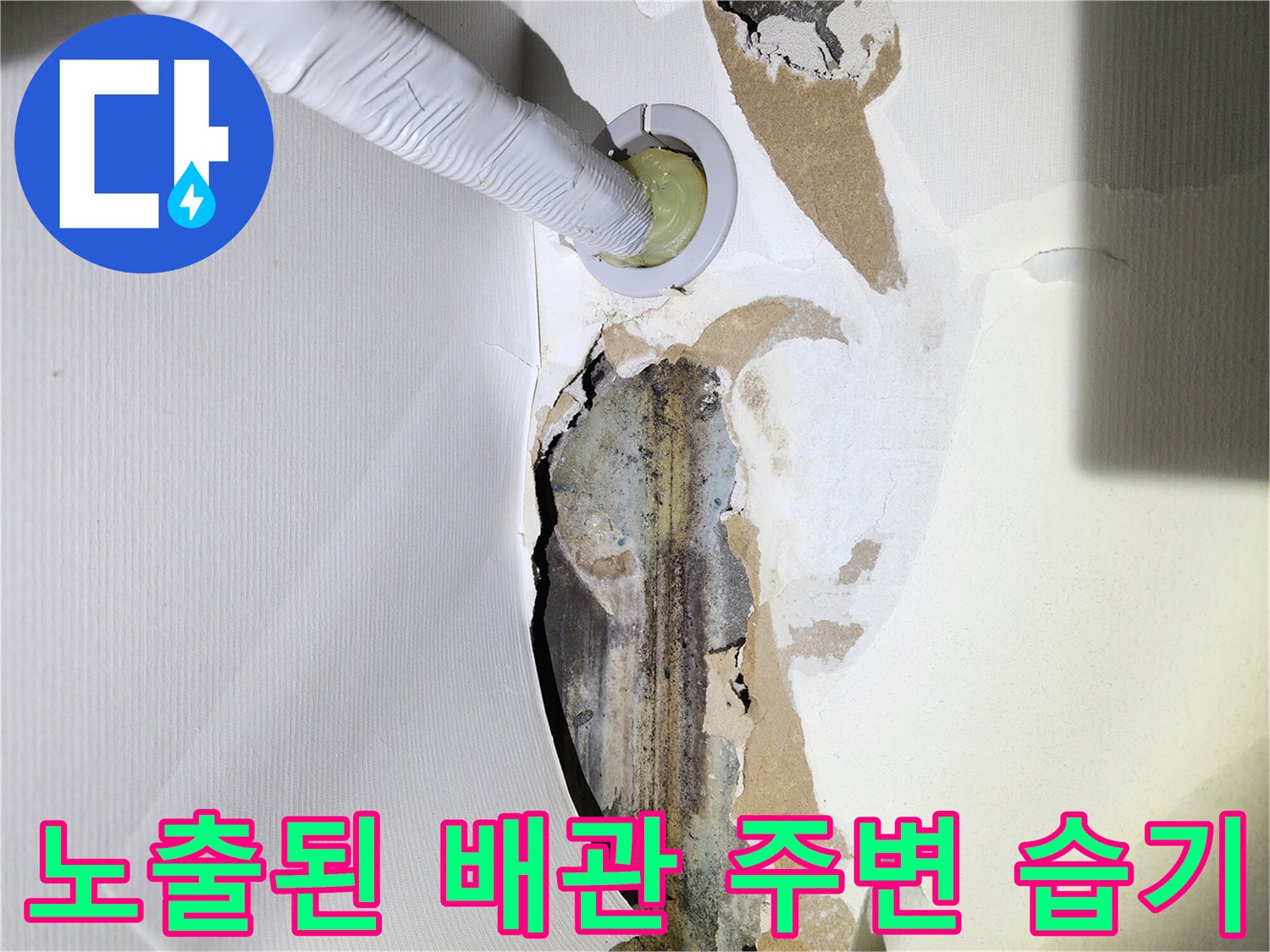 누수 확인을 위해 제거한 천장 마감재 내부 모습