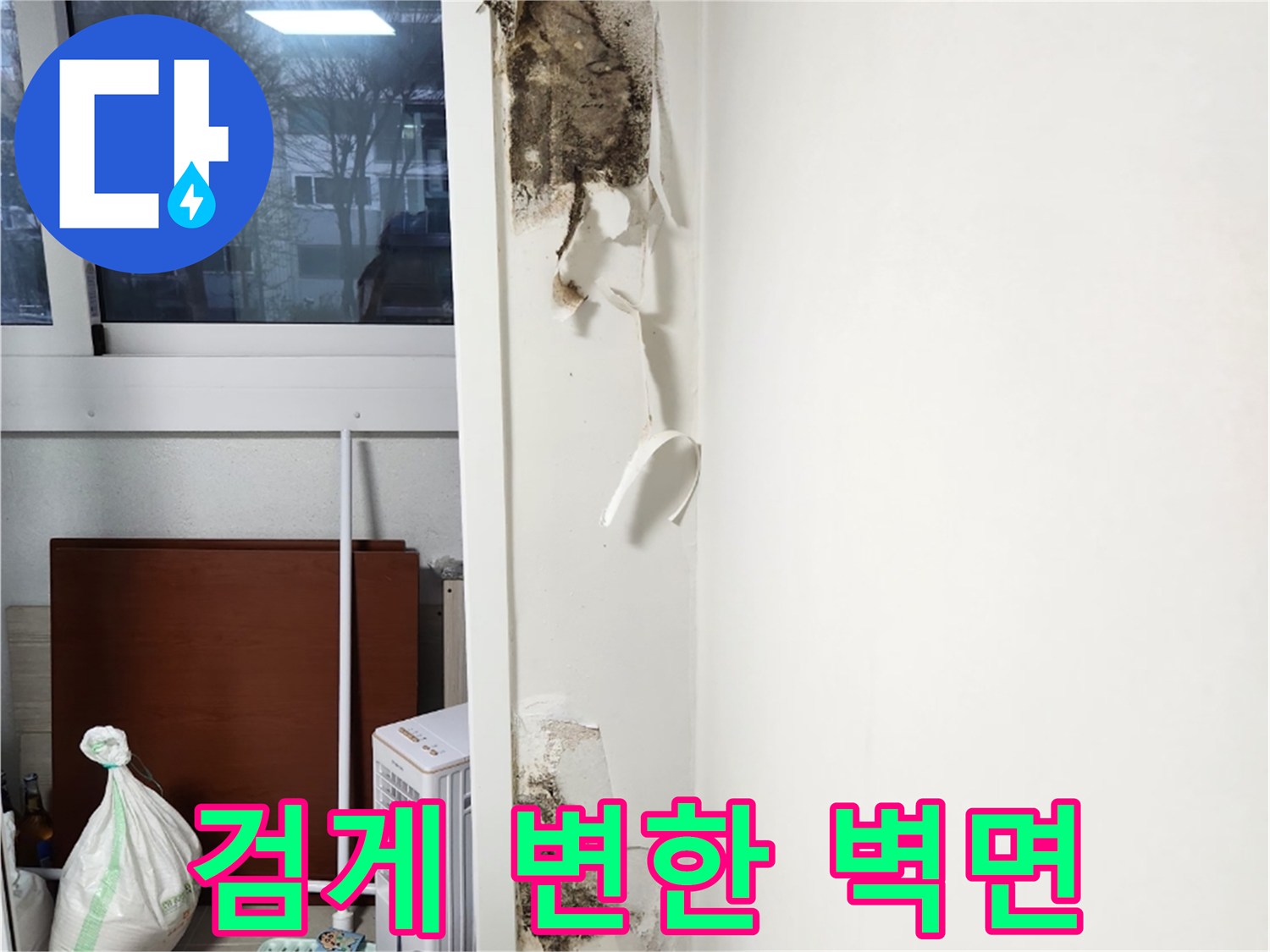 습기 침투로 인한 검은색 곰팡이 발생 부위