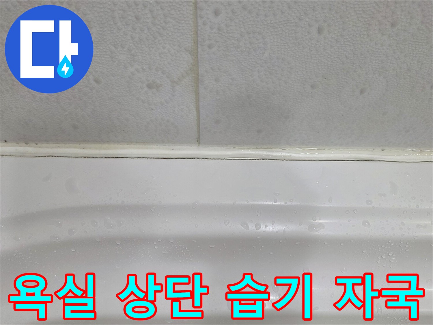 화장실 벽면 타일-상단 경계의 습윤 상태 점검