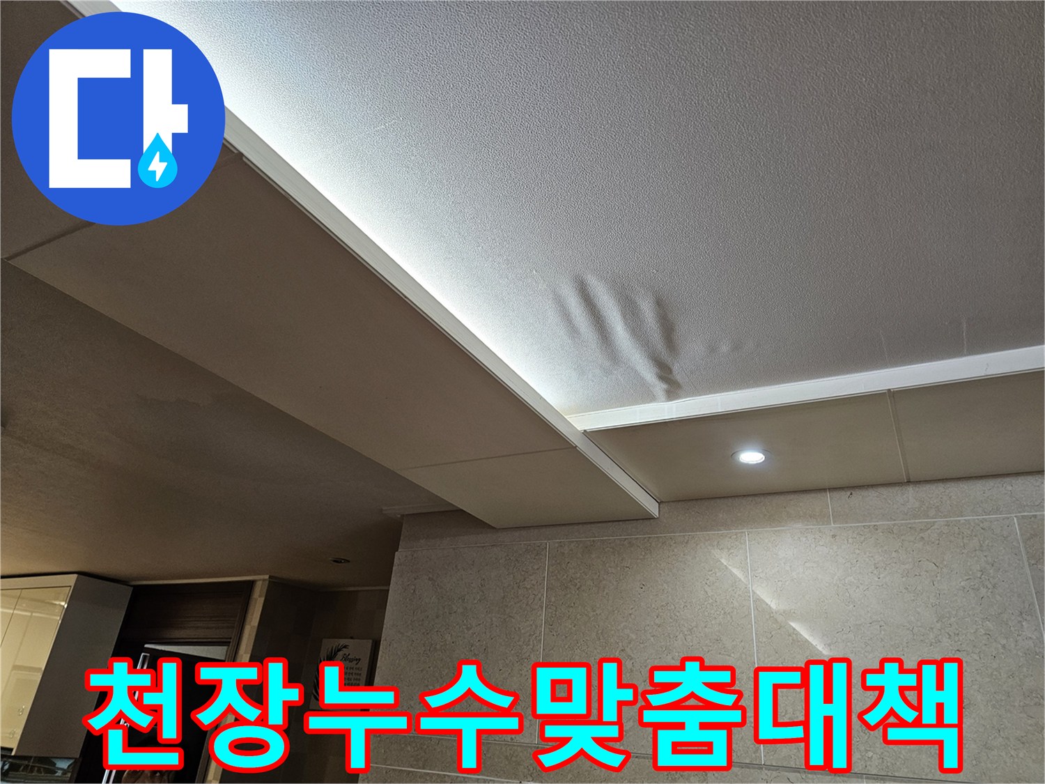천장-누수로-인해-물에-젖어-손상된-부분을-정밀하게-분석하고-맞춤형-해결-대책을-마련하는-모습