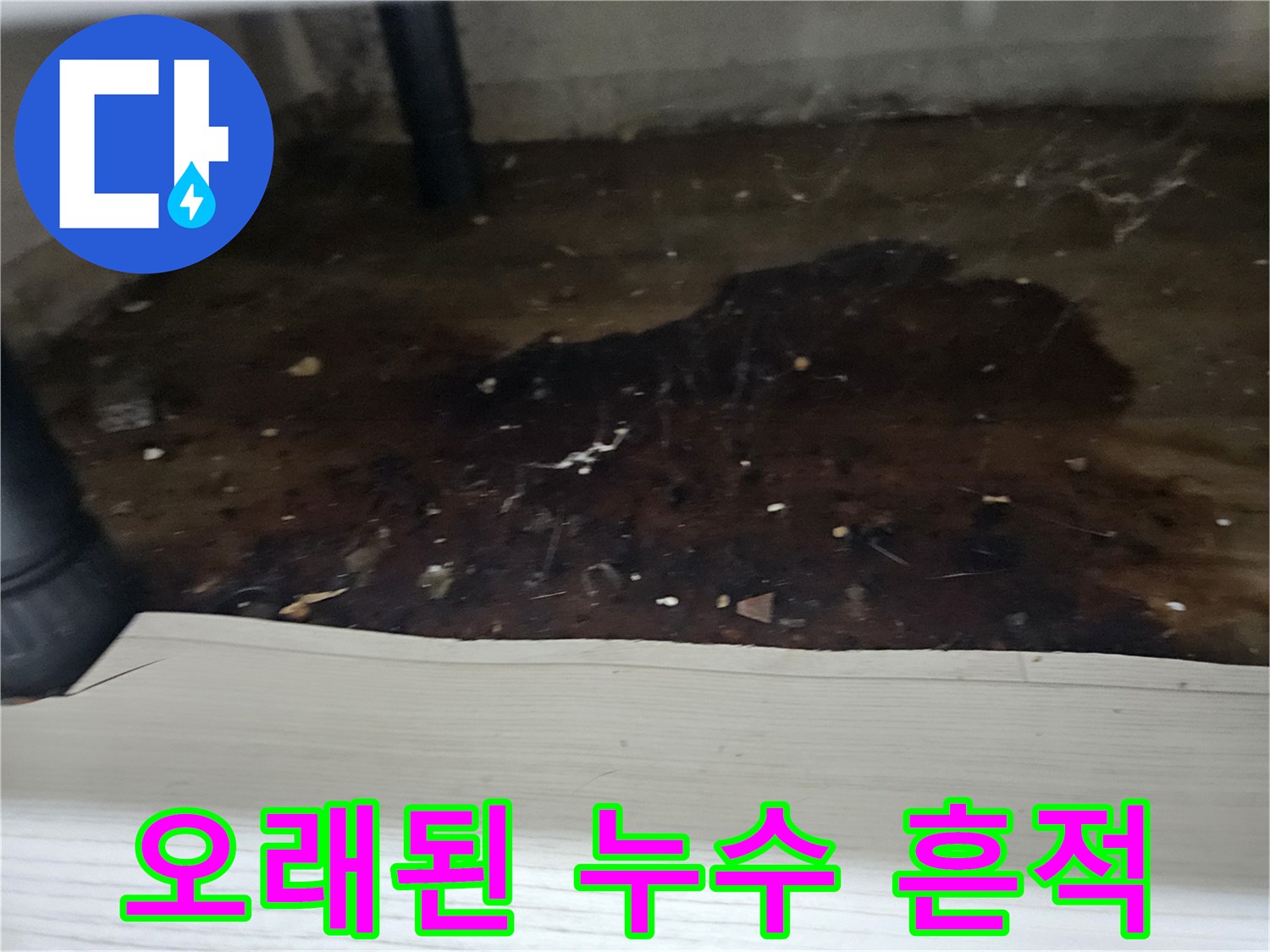 습기와-오염물질로-뒤덮인-누수-현장의-바닥-상태를-자세히-보여주는-이미지