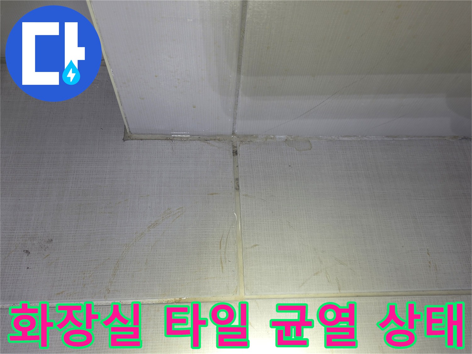 성동구 금호동-화장실 천장 타일 사이의 미세한 틈새와 오염 상태를 보여주는 사진입니다.
