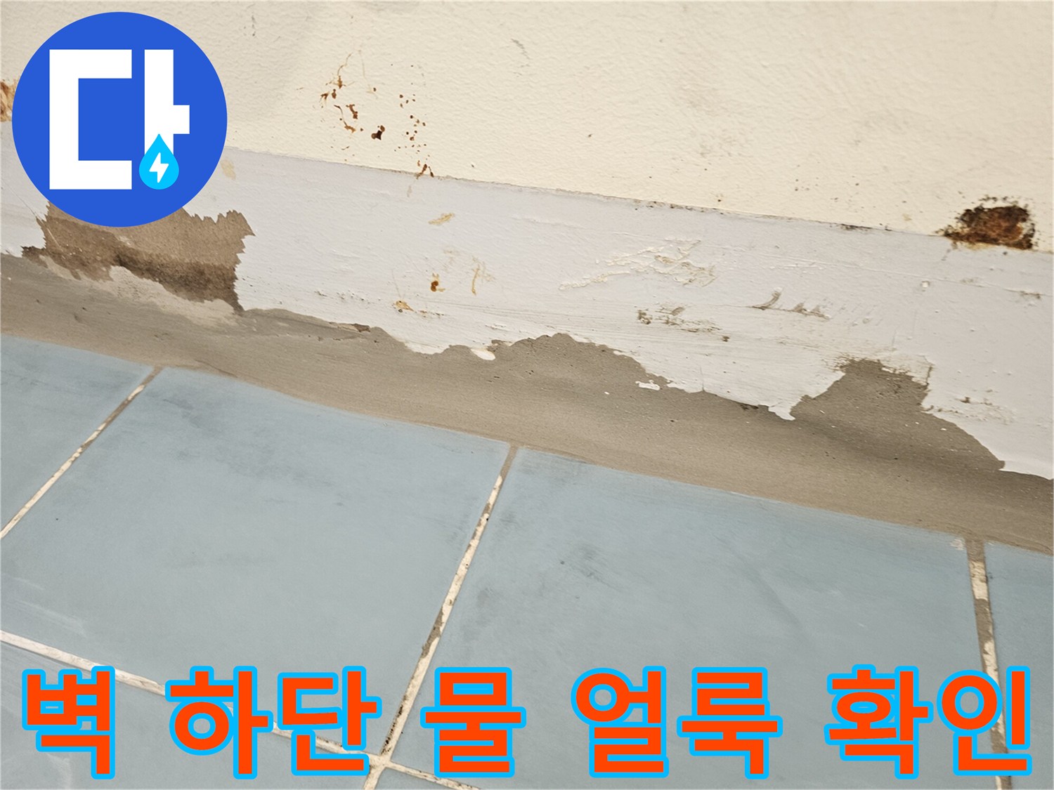 세탁실 벽체 하부-물샘으로 인한 도장재 부식 및 탈락