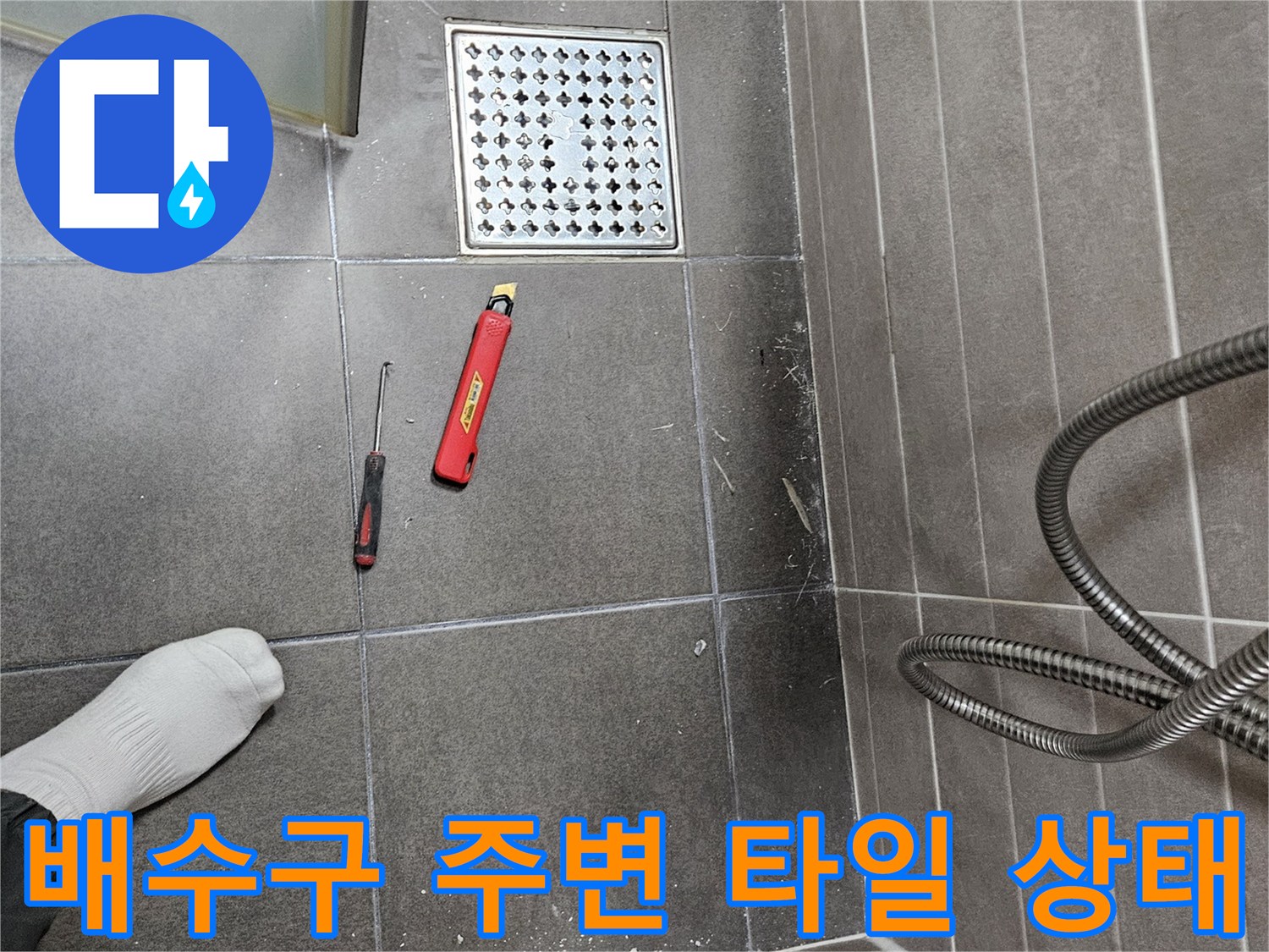 서산 성연면 화장실 바닥 배수구 및 유가 주변 현장 사진