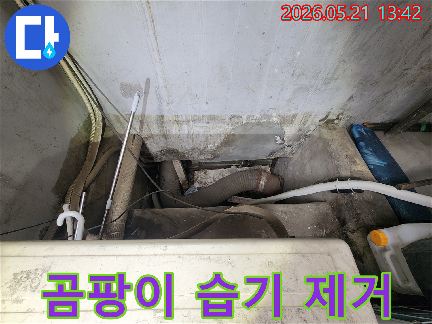 누수-전문가가-강동구-아파트에서-배관-주변의-곰팡이와-습기-흔적을-살펴보며-누수-원인을-찾고-해결하는-모습입니다
