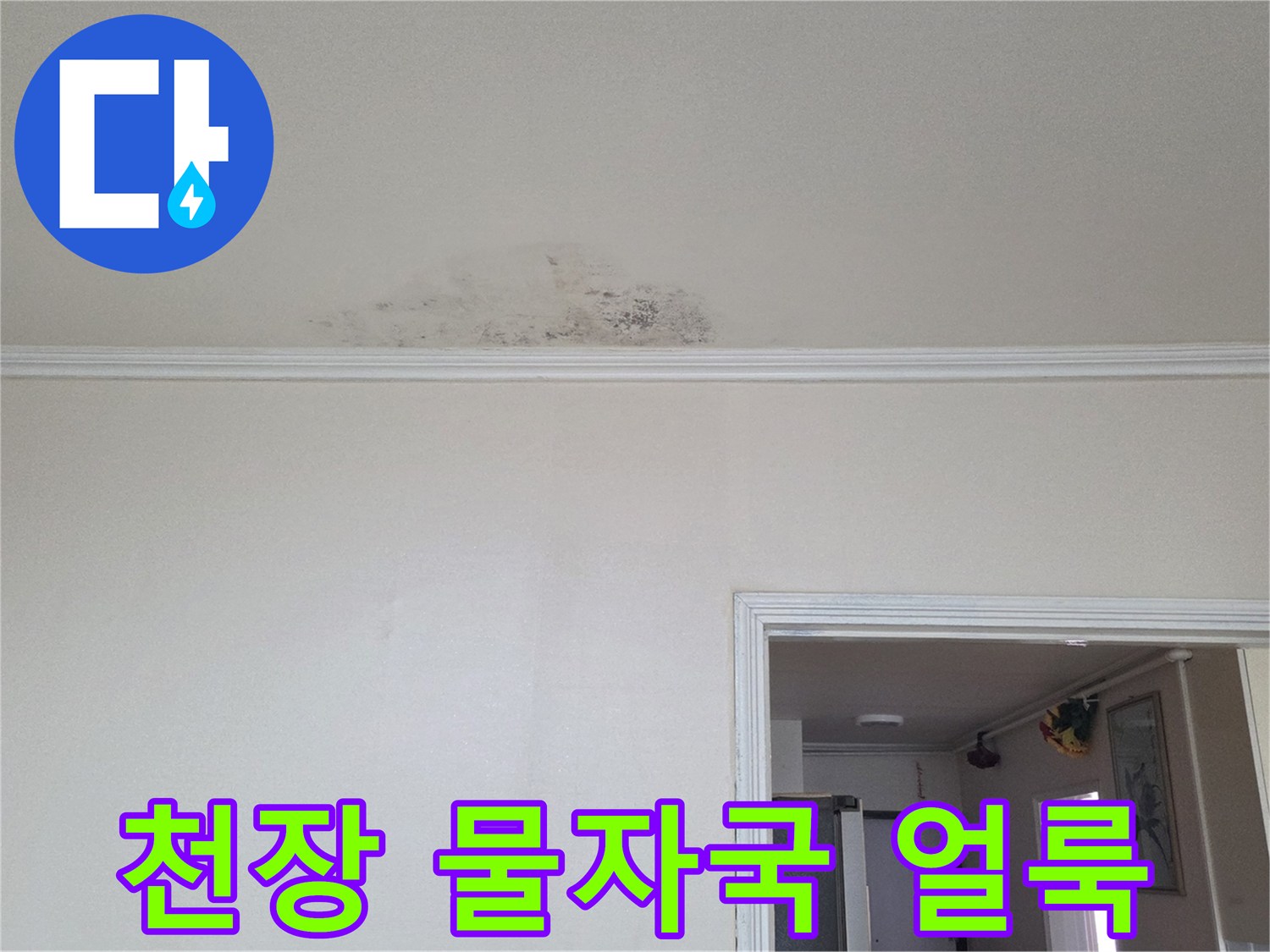 화장실-입구-천장-부근의-습기로-인한-얼룩과-곰팡이-흔적