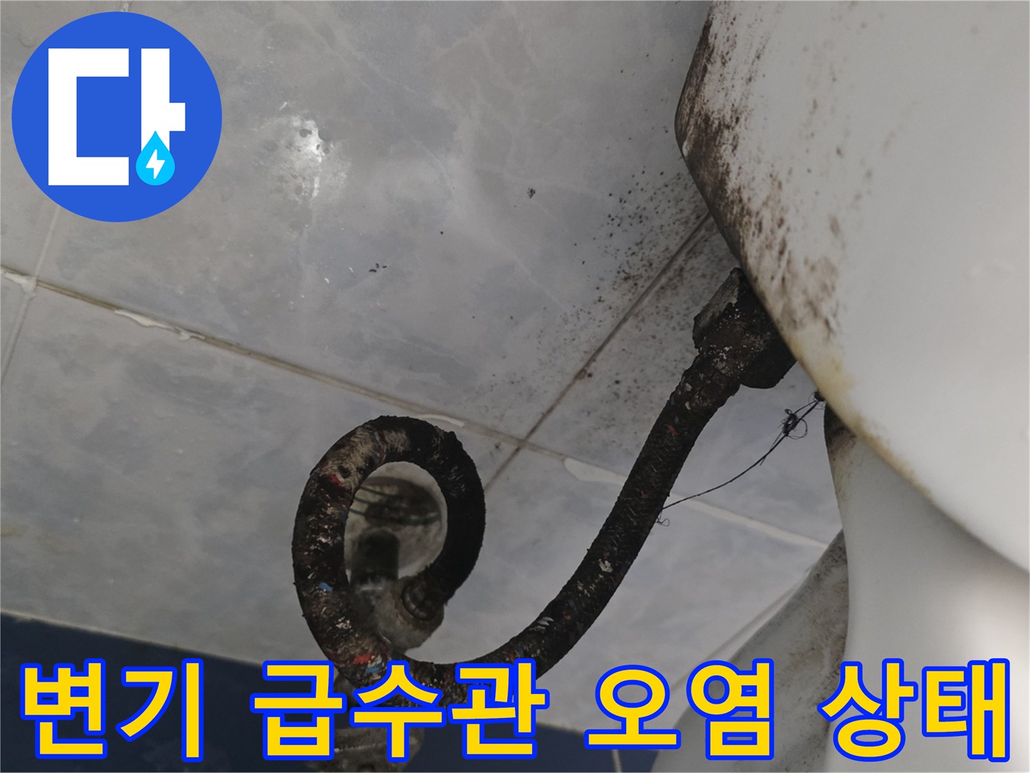 변기-연결-호스와-타일-틈새의-오염된-모습