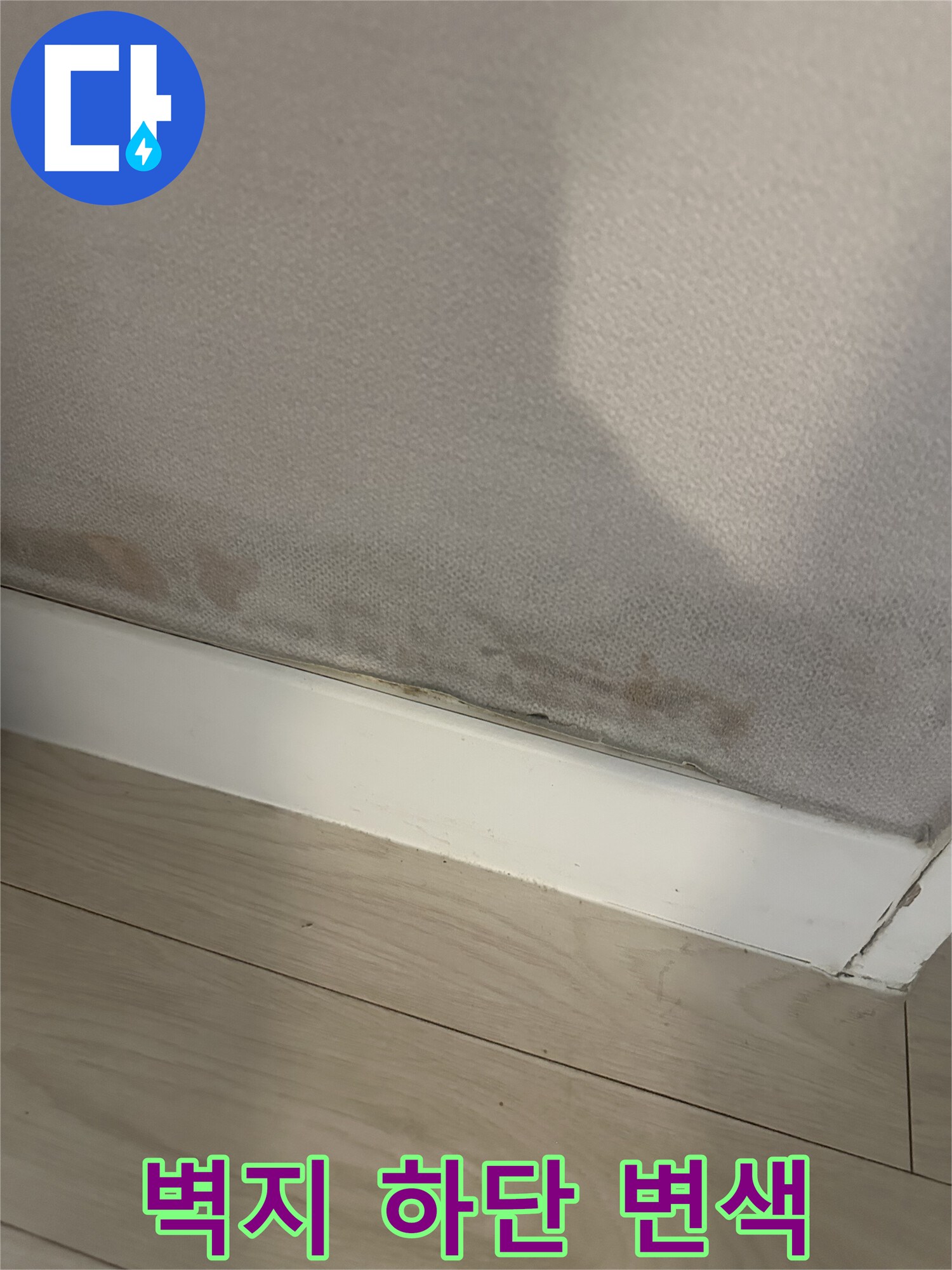 서대문구 아파트-벽면 하단부의 물샘 흔적과 곰팡이 발생 상태