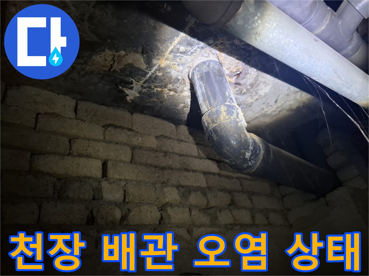 화장실-천장-배관-주변의-젖은-얼룩과-오염물질-확인