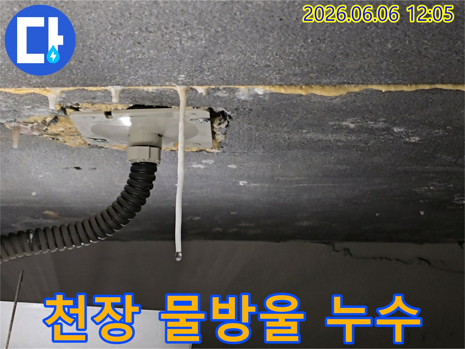 천장에서-물방울이-떨어지는-누수-현장으로-곰팡이-발생-위험이-있는-사진