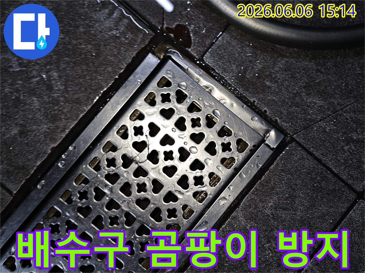 배수구 주변의-지속적인 물기로-인해-발생할 수 있는-곰팡이 문제를-미리-예방하기 위한-누수 진단-현장입니다