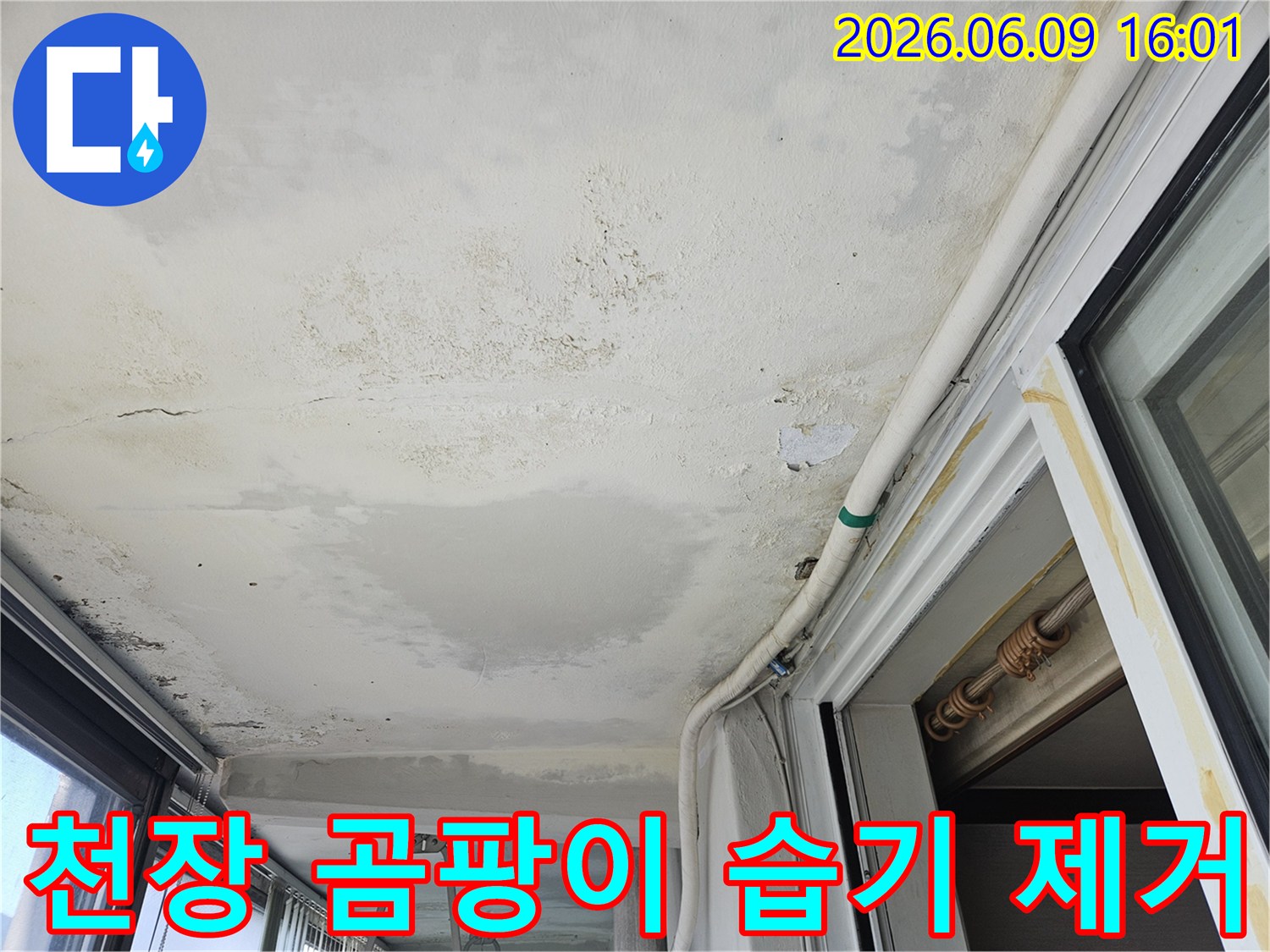 의정부-호원동-한신아파트 천장에 발생한 누수로 인한 곰팡이와 습기입니다-건강에 해로운 곰팡이 제거와 습기 조절이 시급합니다