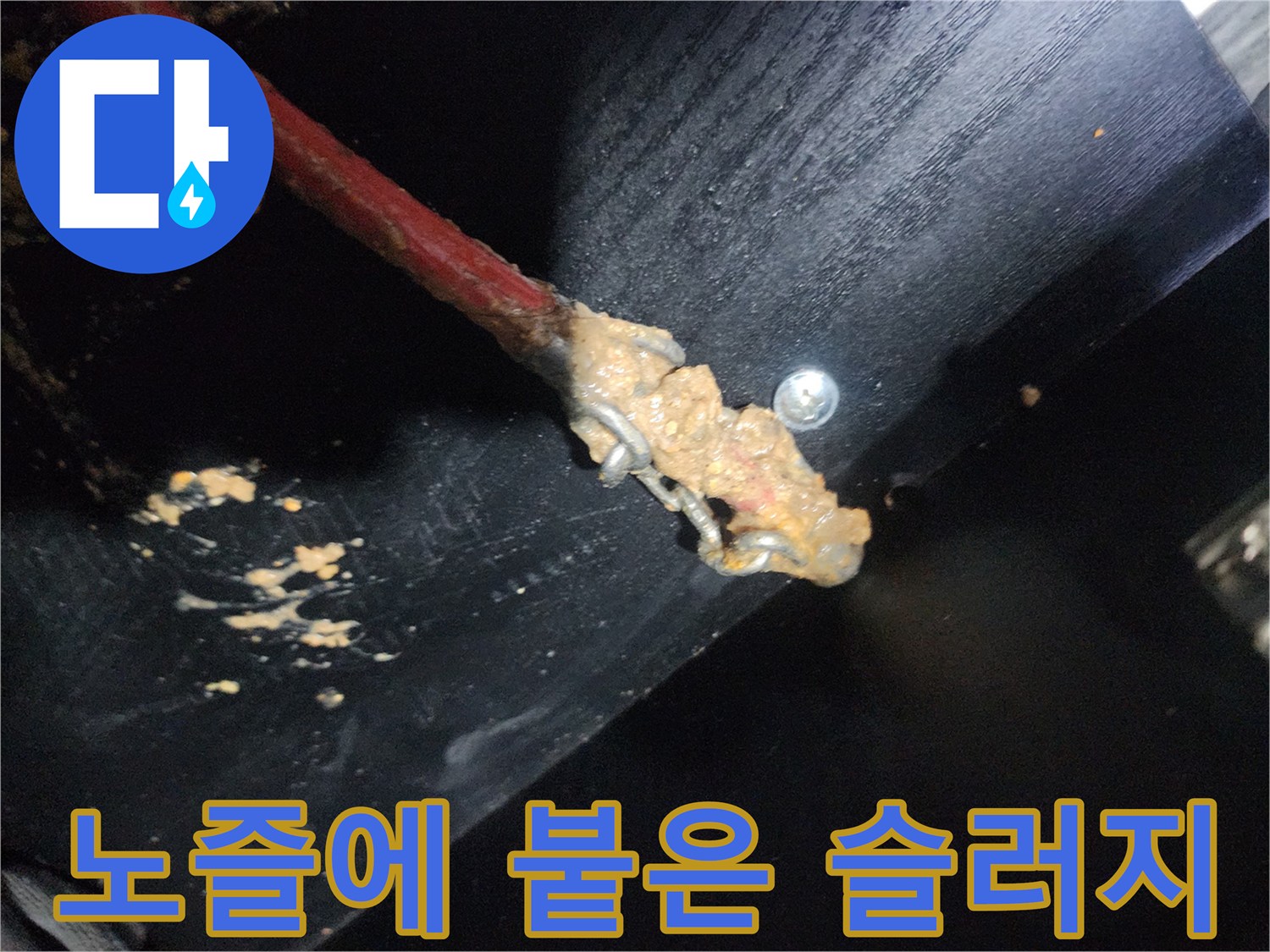 스케일링 작업 후 노즐에 가득 묻어 나온 유지방 슬러지 상태