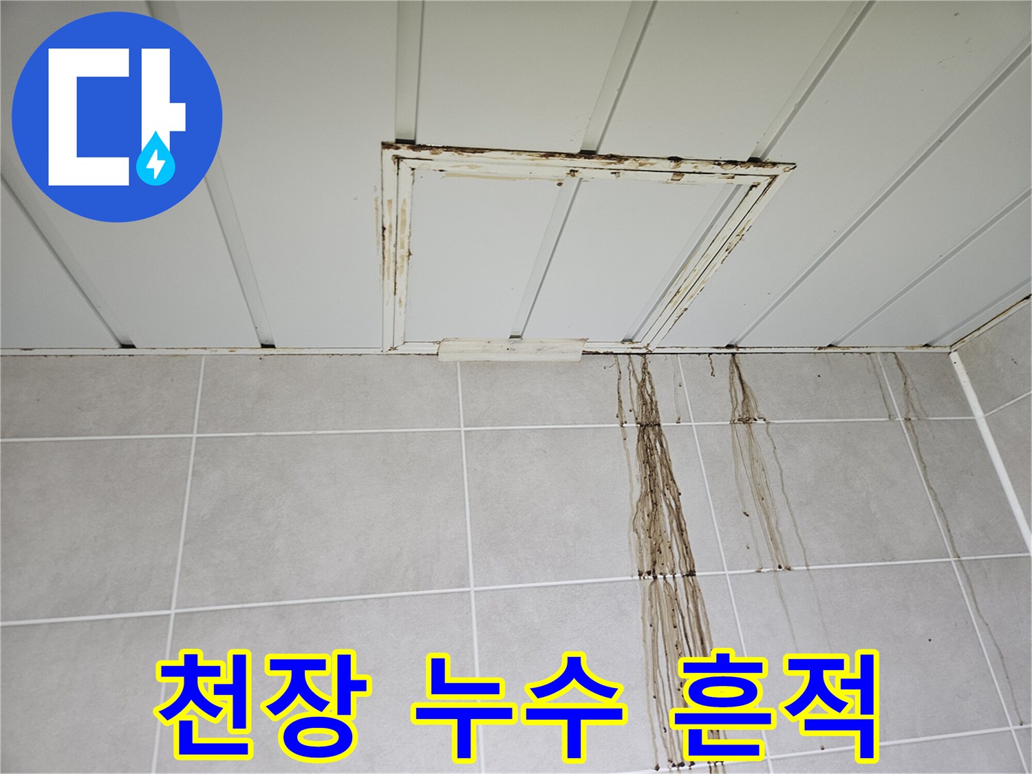 가평군 조종면-천장 점검구 주변 얼룩과 타일 벽면의 누수 자국