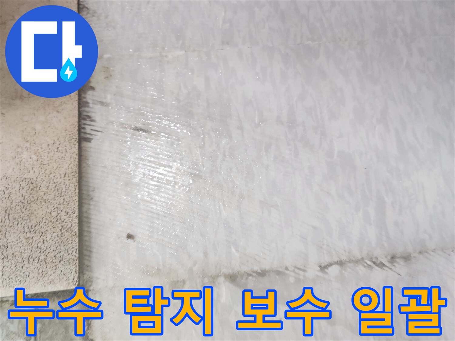 누수 전문가가 고객님의 집 바닥에서 누수 탐지 후-보수 공사까지 한 번에 진행하는 모습을 보여줍니다.