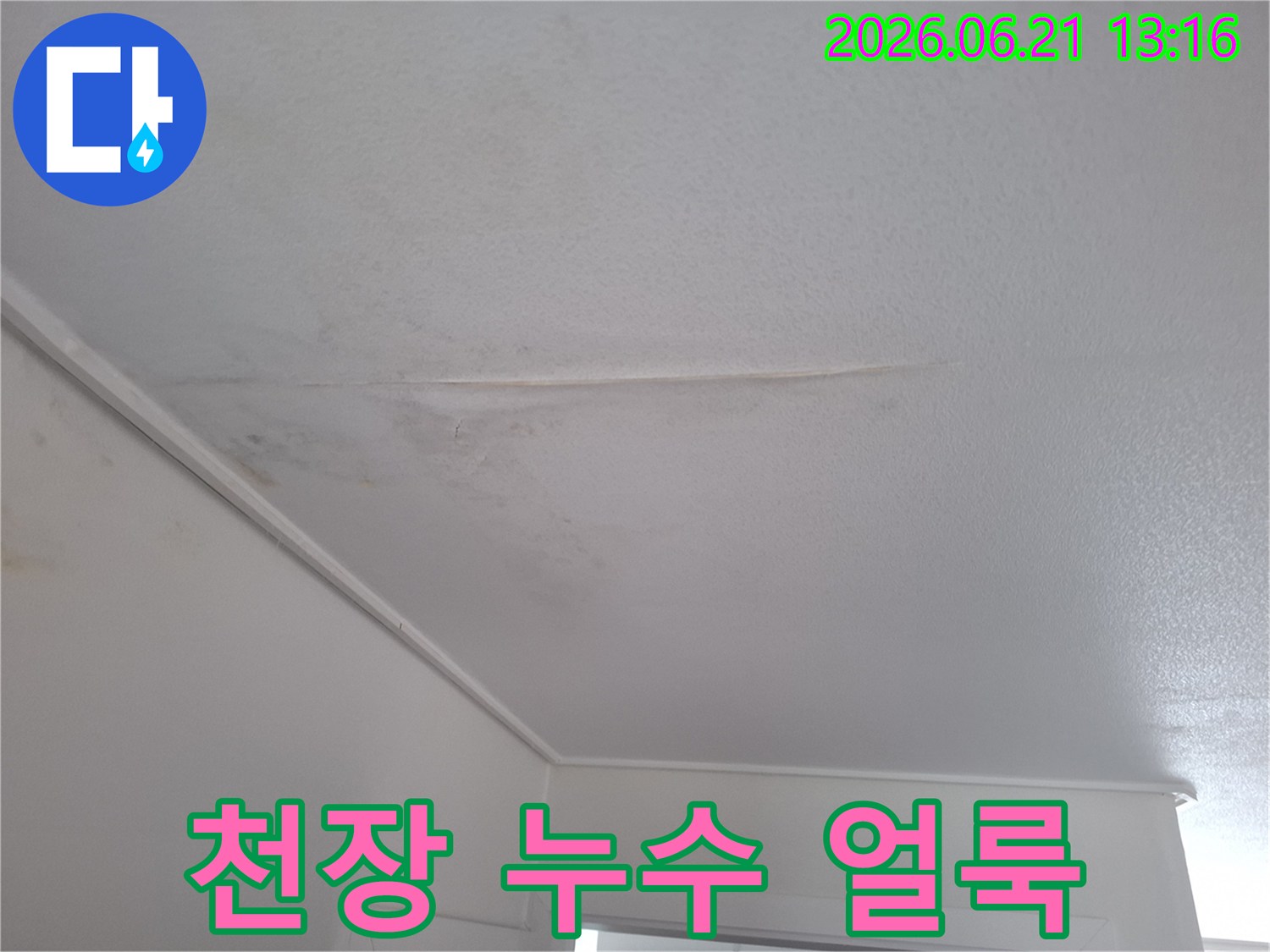 천장-벽지에-생긴-누수-얼룩과-젖은-흔적을-자세히-보여주는-클로즈업-사진