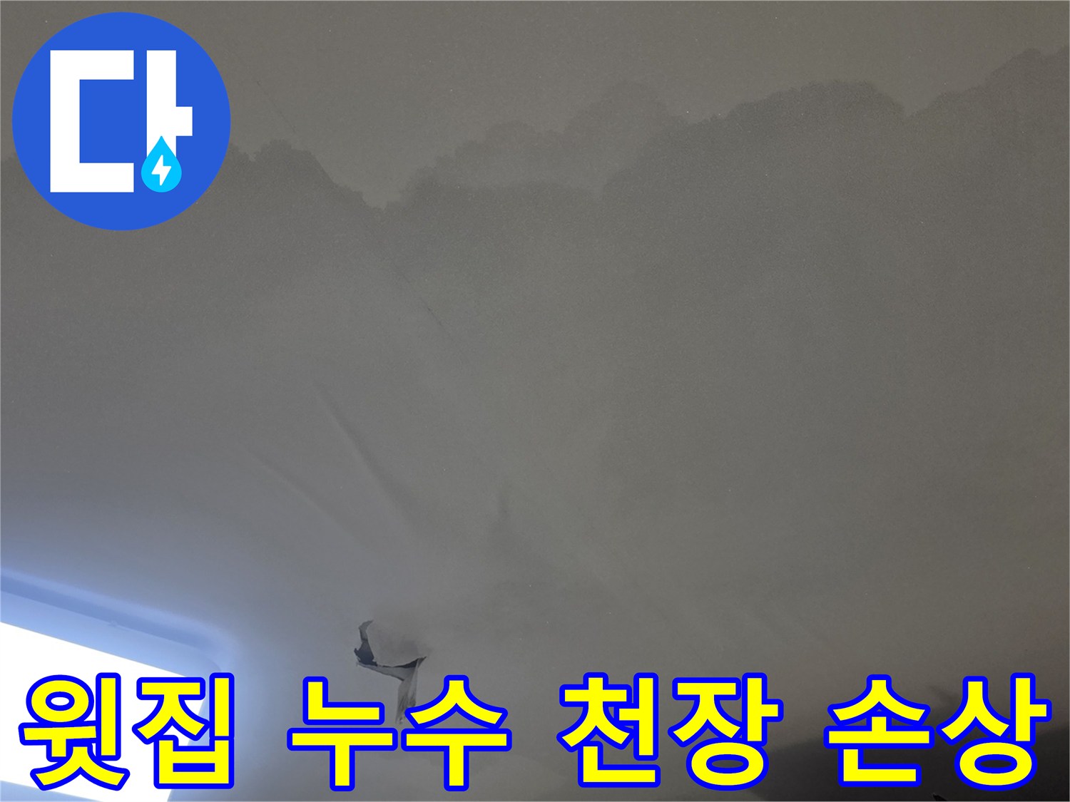 누수로-인한-천장-손상과-곰팡이-징후가-명확하게-드러나는-주택-내부-사진입니다