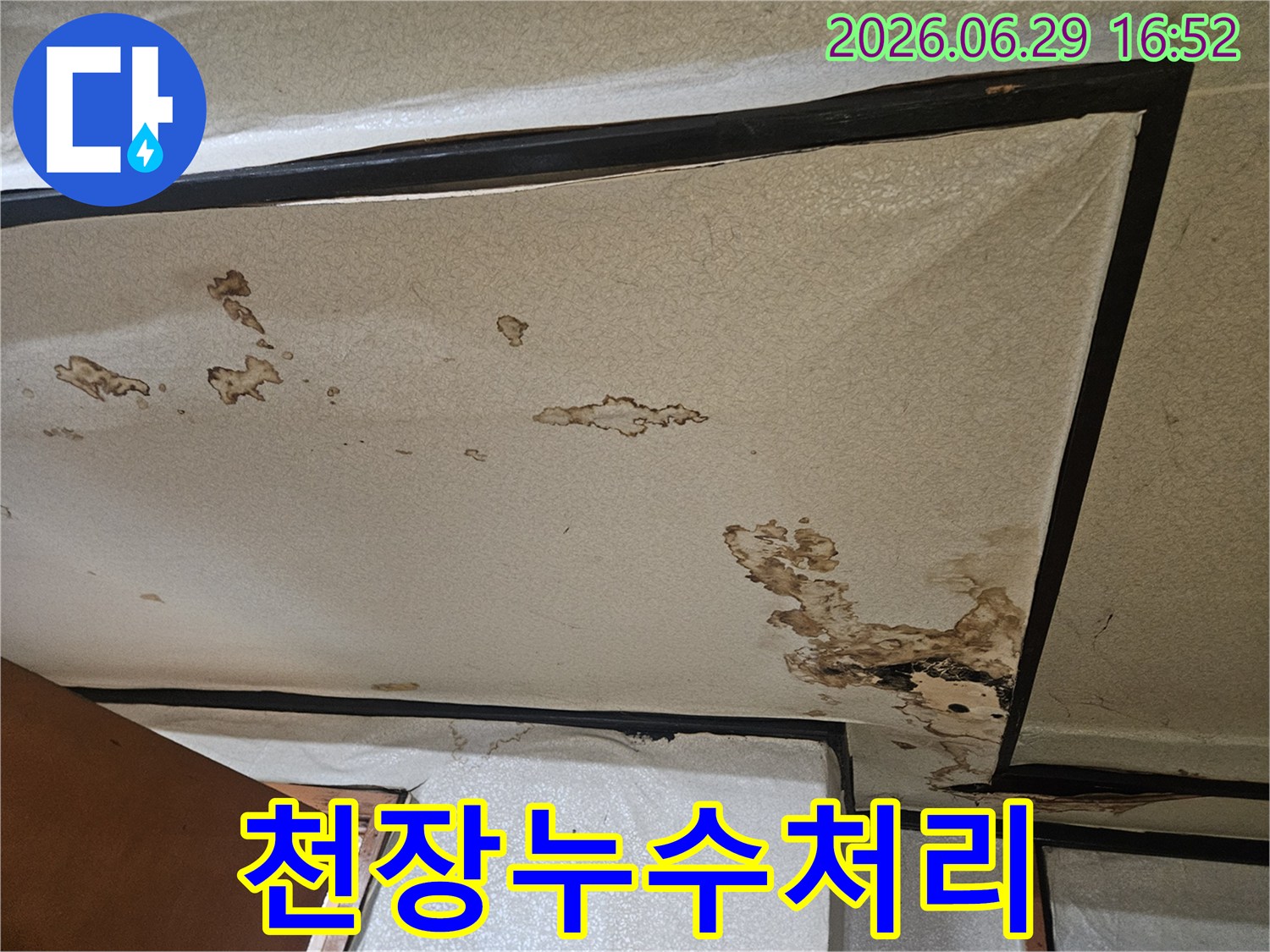 천장-누수-피해를-신속하게-처리하기-위해-현장을-점검하고-있는-전문가의-모습입니다.
