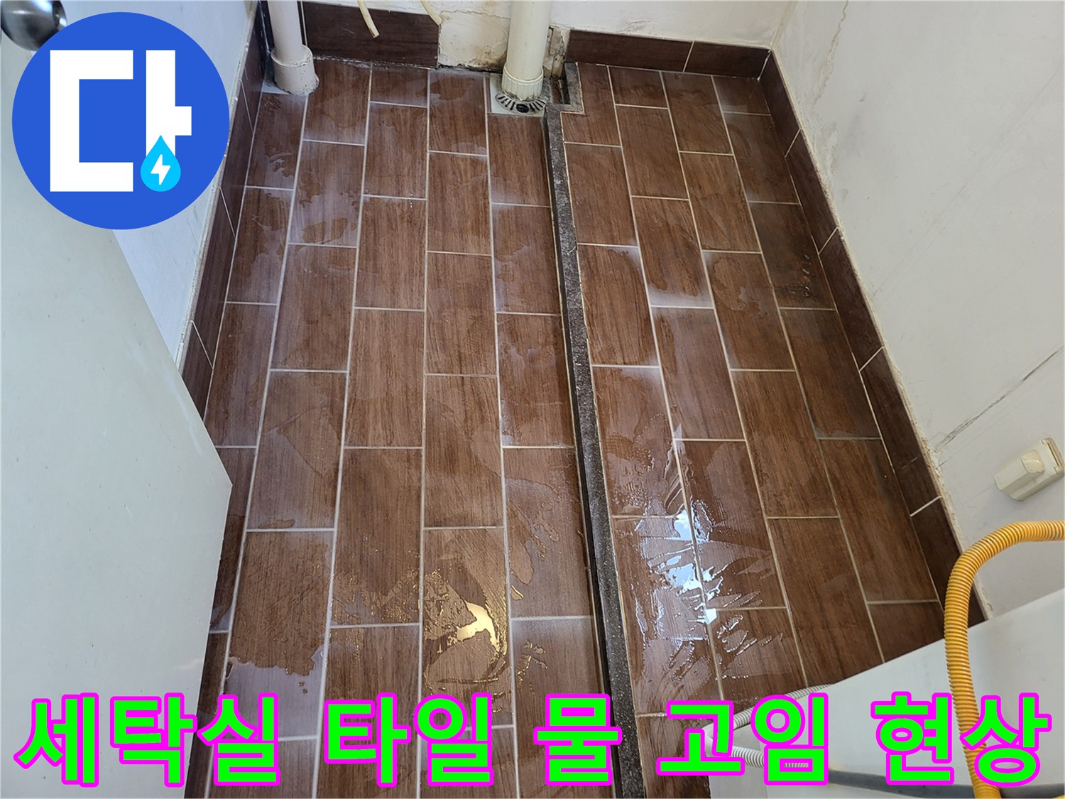 송정동 세탁실-배관 주변 타일 틈새 물 고임