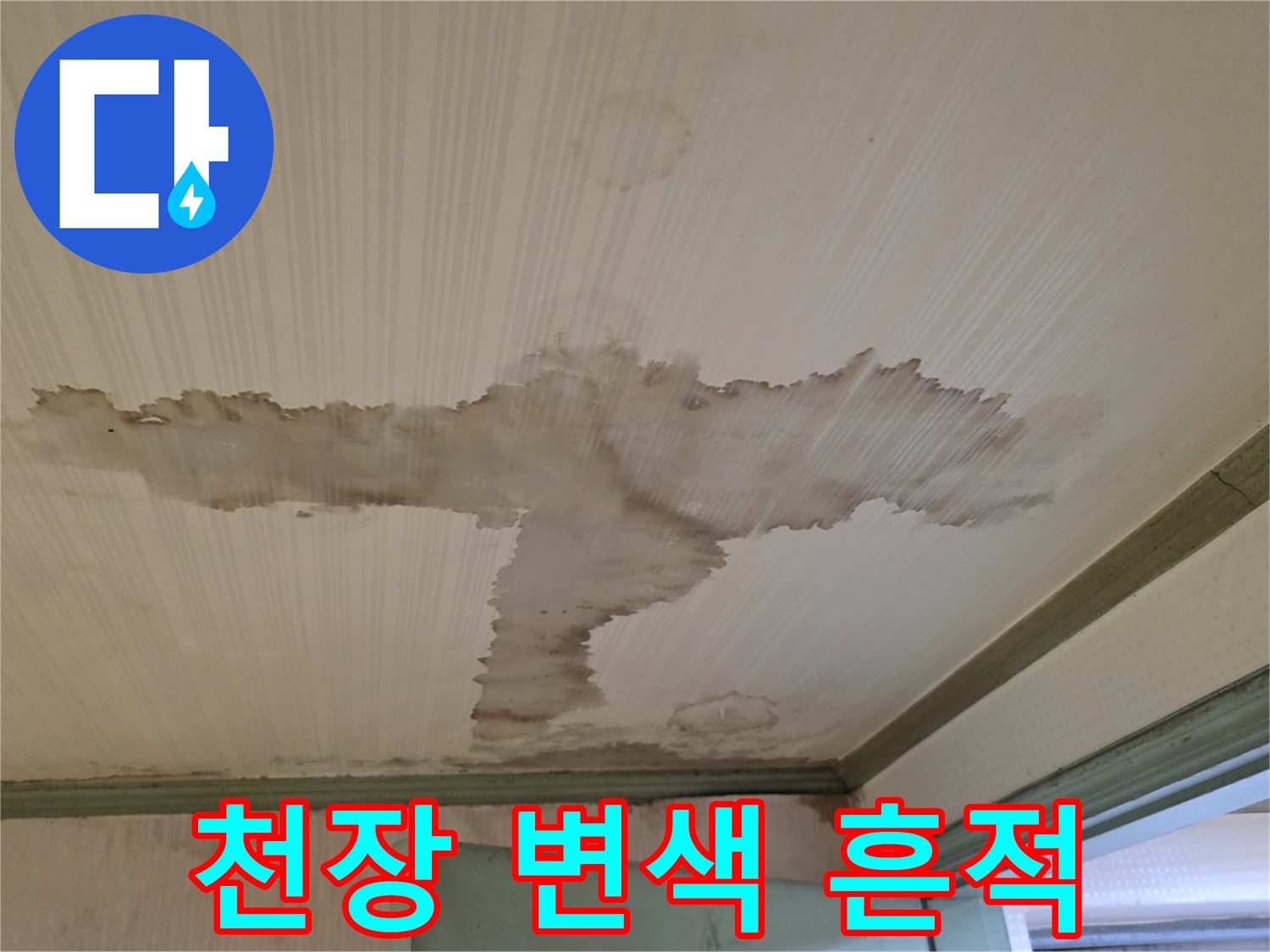 성북구 정릉동 현장-천장재에 나타난 넓은 범위의 물 번짐 자국