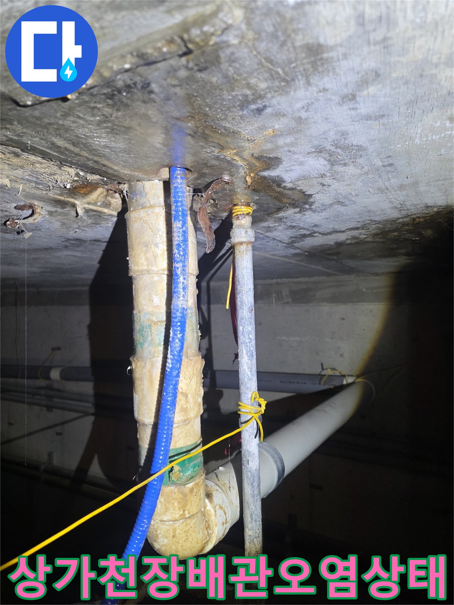 분당-수내동-상가-천장-배관-주변-물샘-흔적