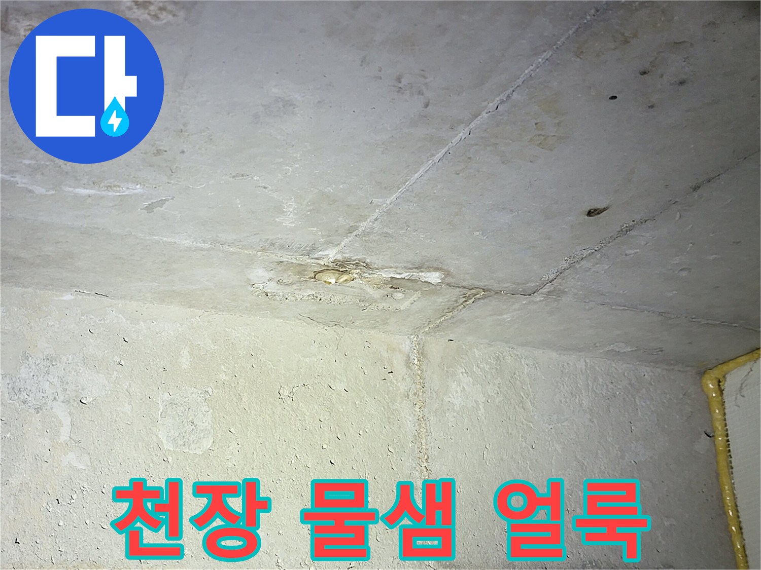 부천 중동 화장실 천장 내부의 누수 흔적과 습기 얼룩