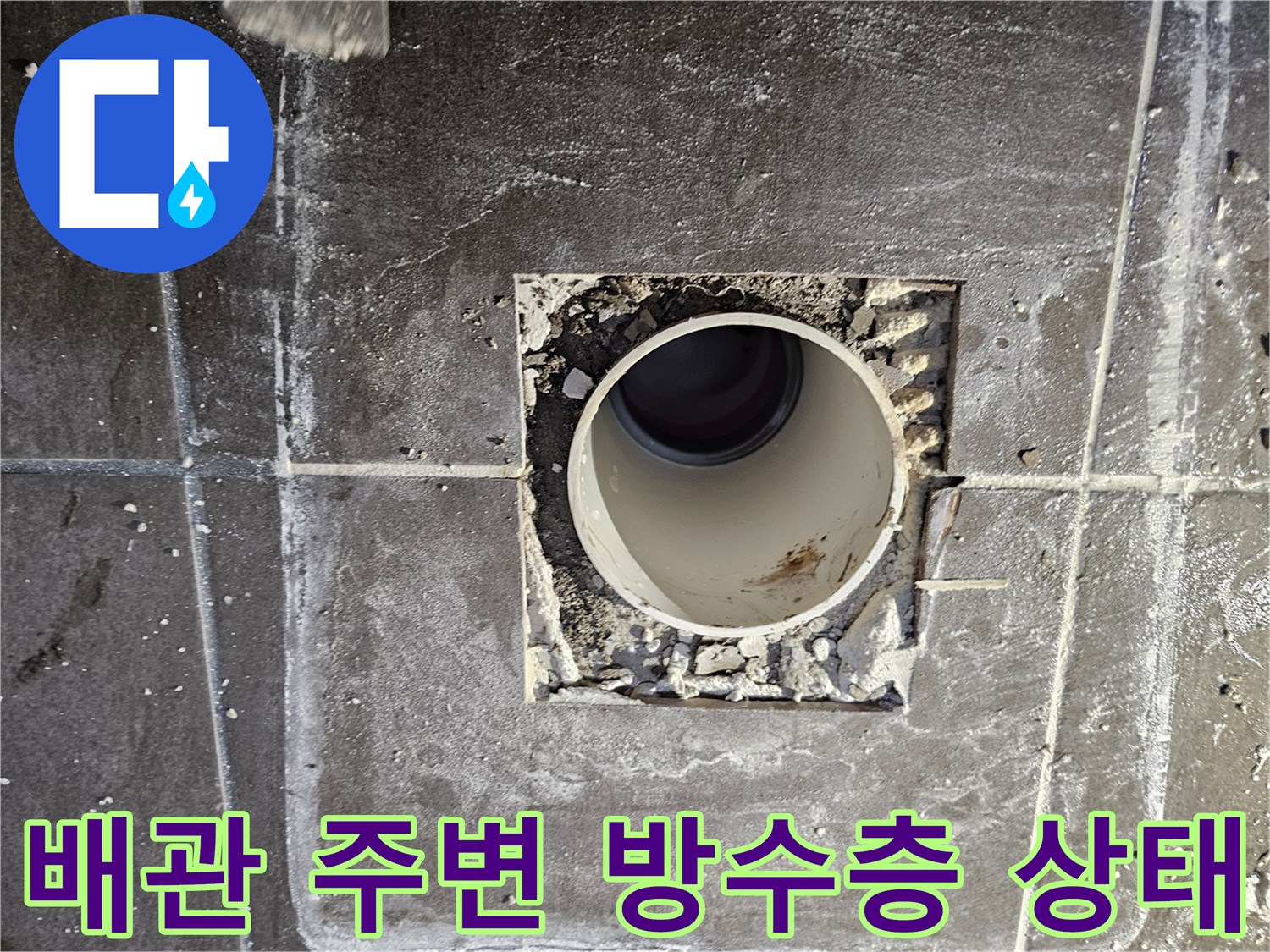화도읍 아파트 현장-배수 트랩 교체를 위한 타일 제거 부위
