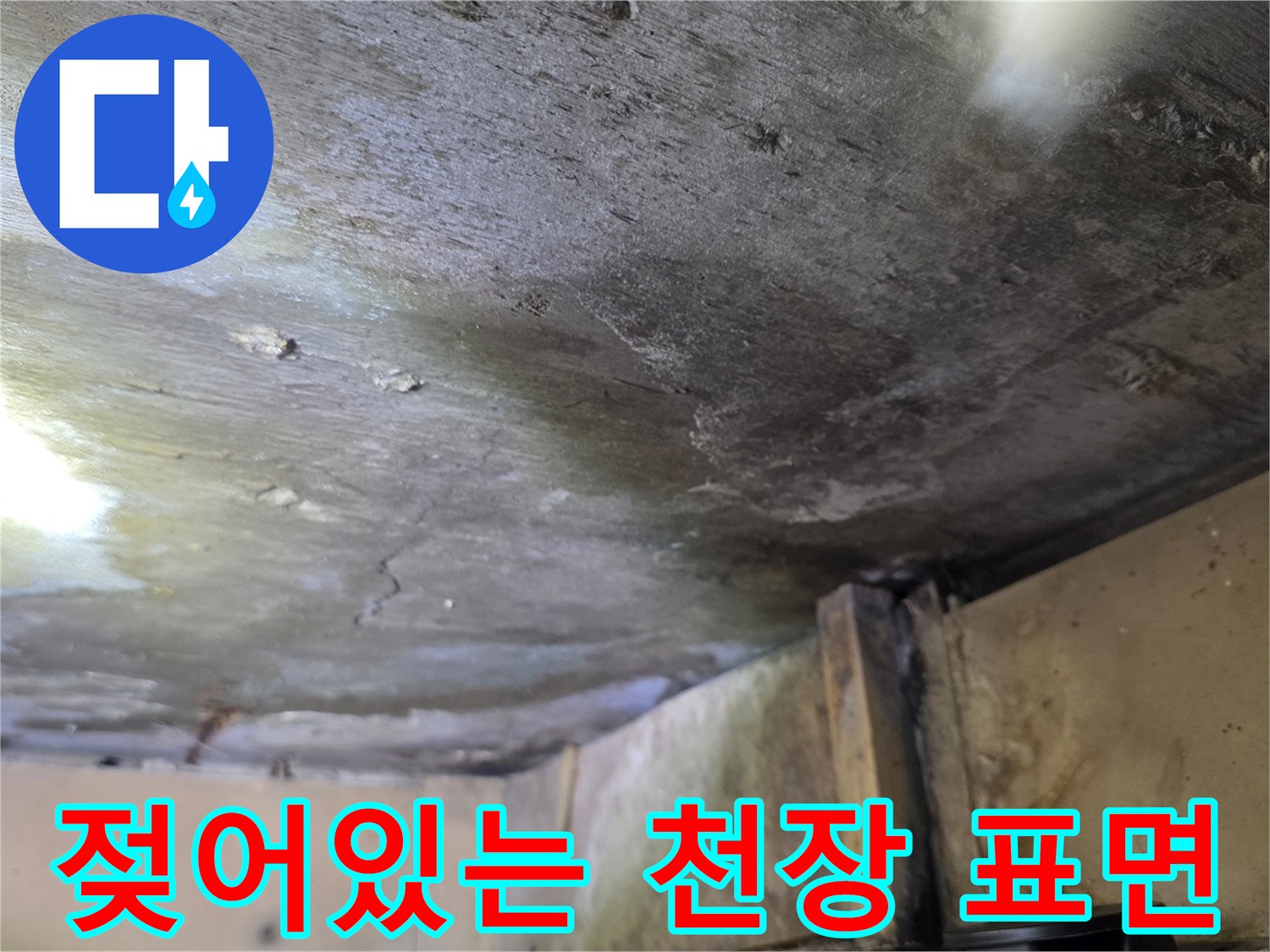 분당 구미동 아파트-천장 부위의 습기 침투와 얼룩 상태