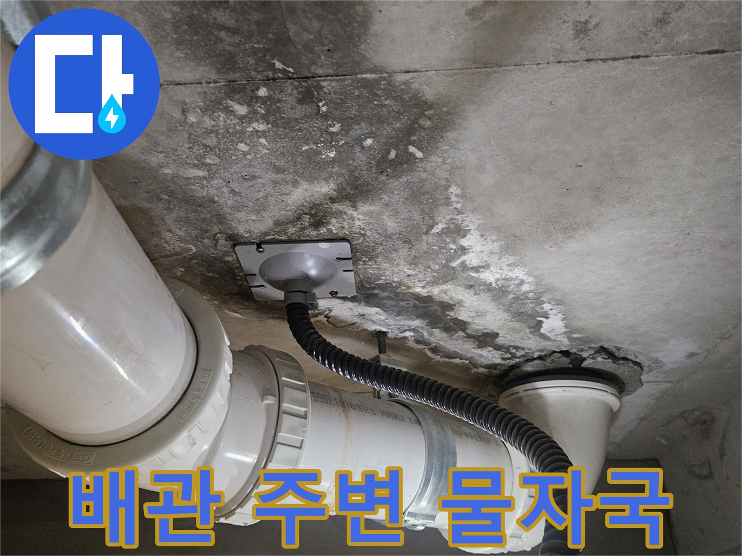 화장실-천장-배관-주변의-습기와-오염-상태