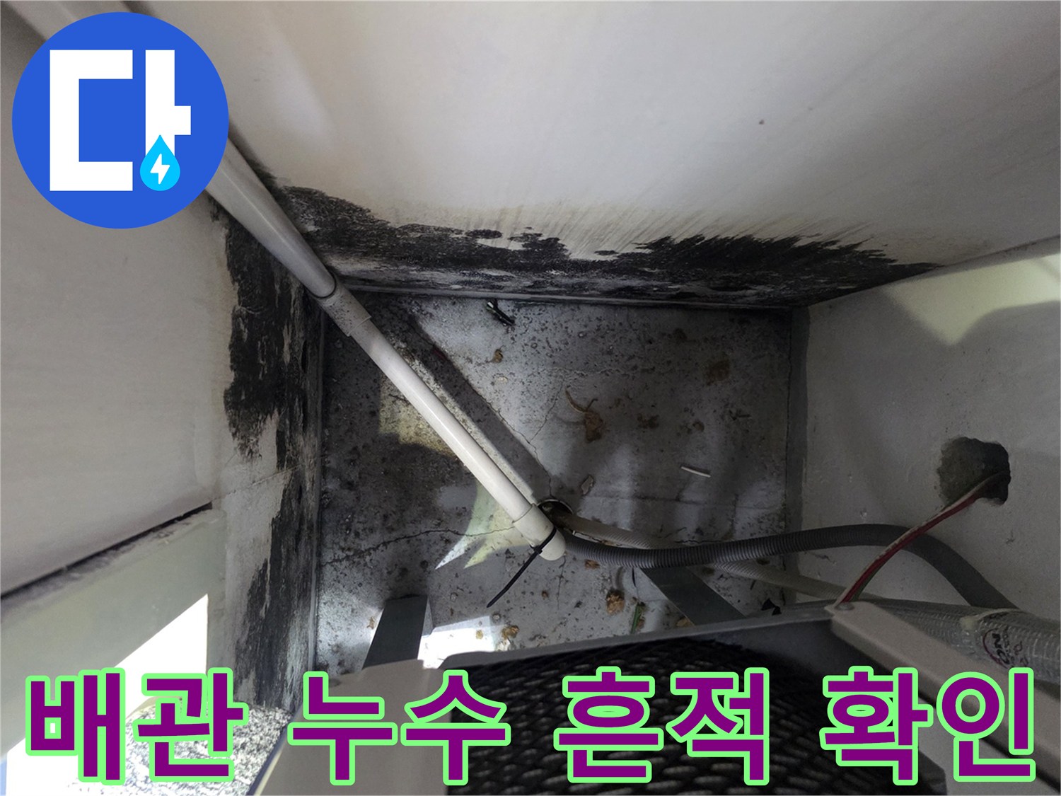 흰색-배관-주변의-검은색-곰팡이-오염지점