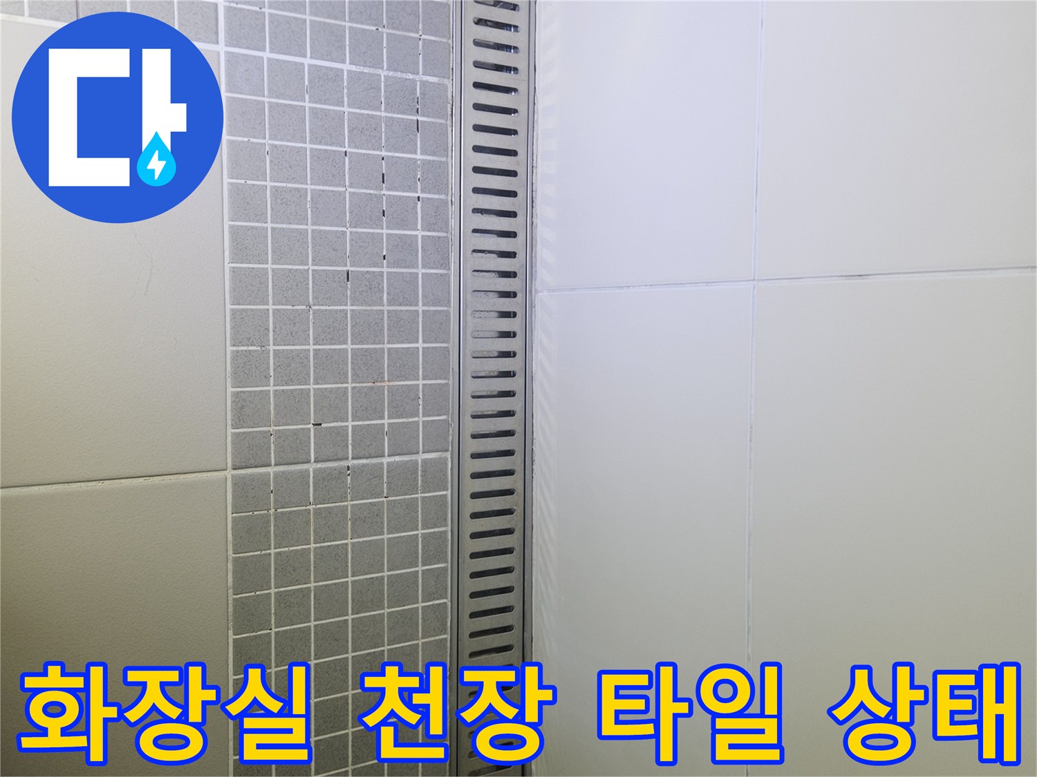 양주 옥정동-화장실 천장 배수구 주변 타일 마감 상태